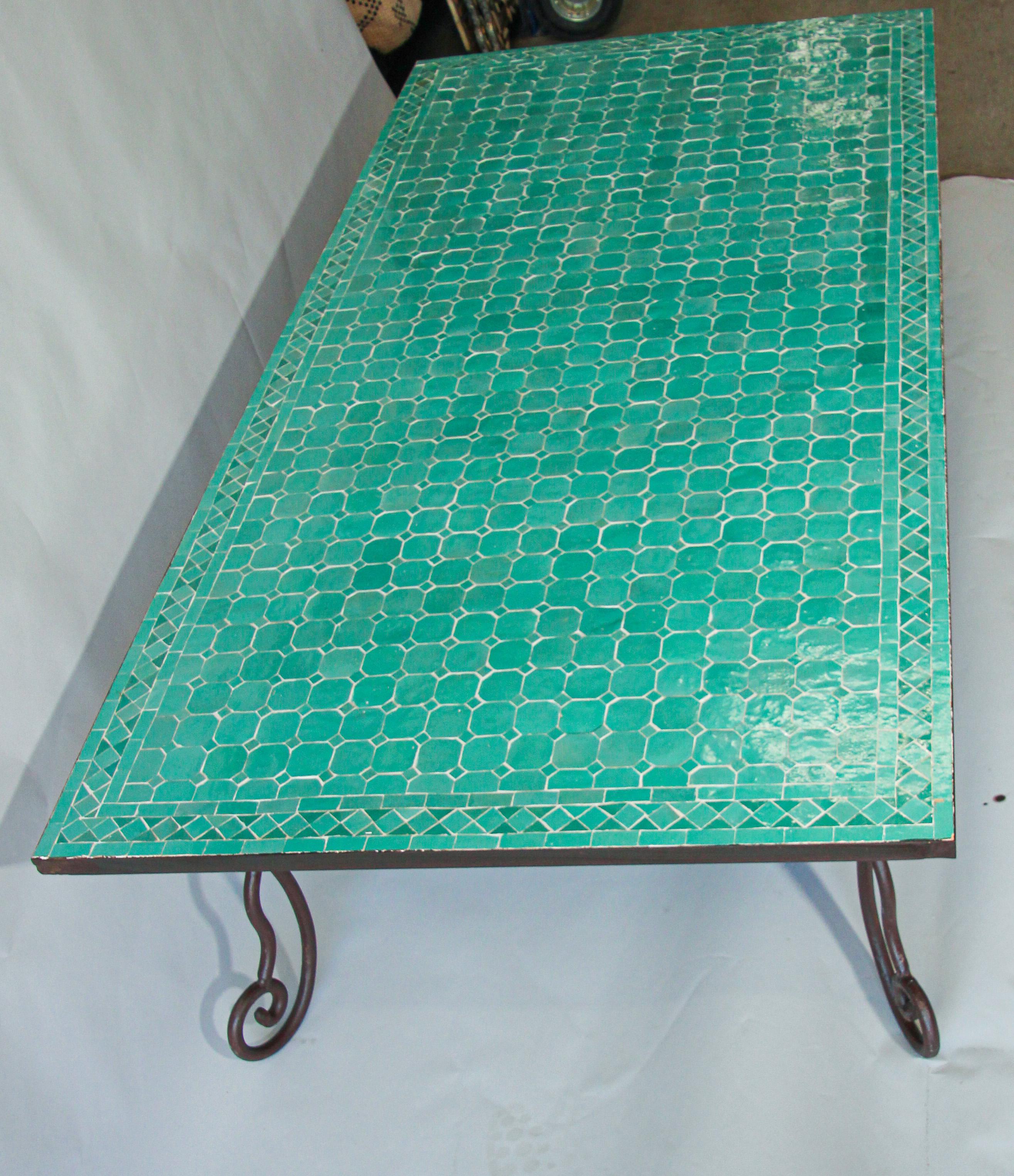 Moorish Moroccan Mosaic Outdoor Tile Rectangular Coffee Table