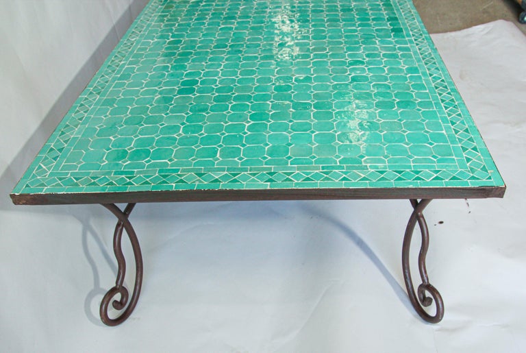 Moroccan Mosaic Outdoor Tile Rectangular Coffee Table at 1stDibs
