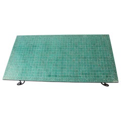 Vintage Moroccan Mosaic Outdoor Tile Rectangular Dining Table