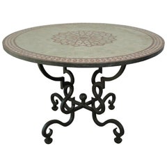 Vintage Moroccan Mosaic Outdoor Tile Table in Fez Moorish Design