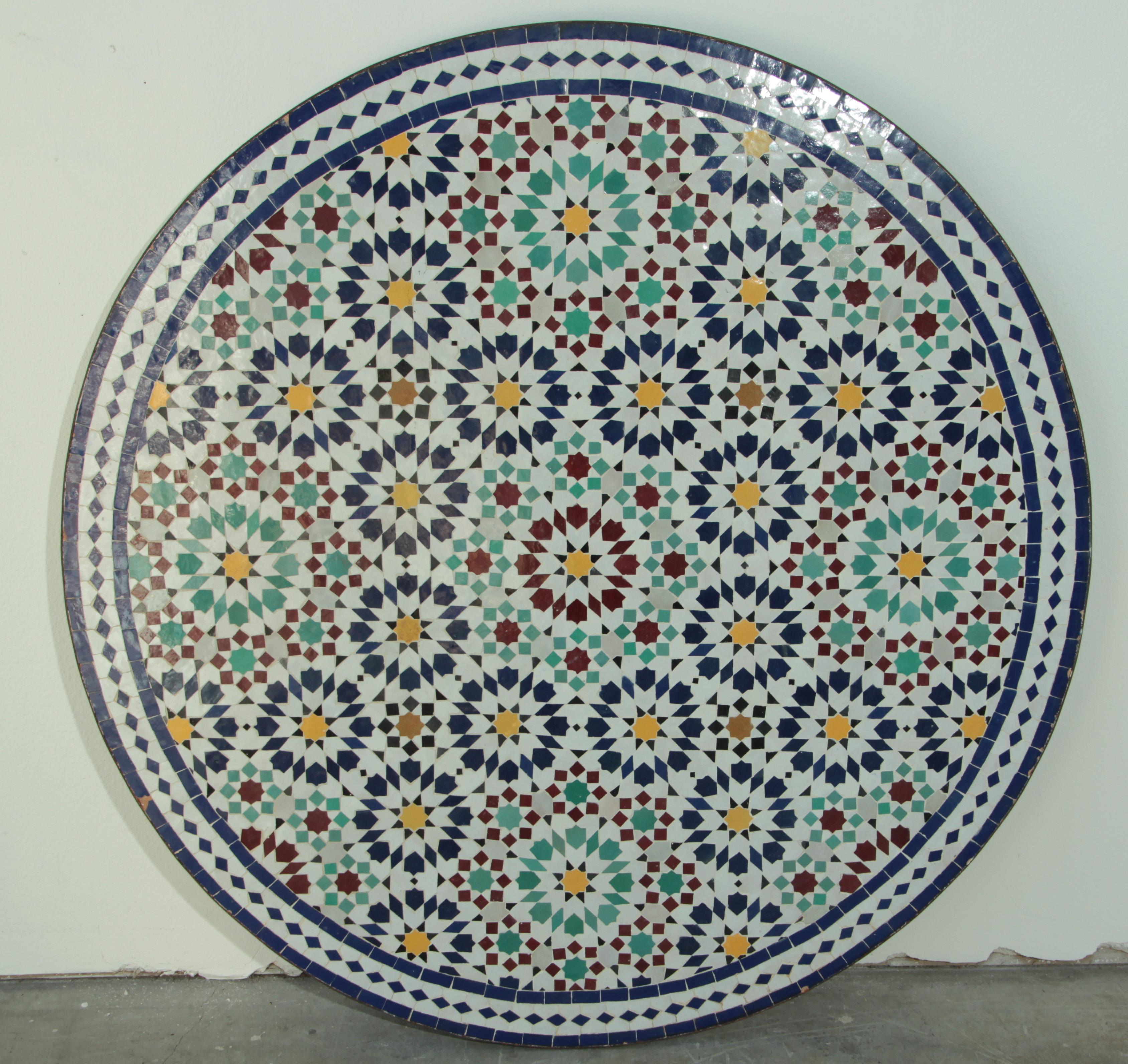 Inlay Moroccan Mosaic Patio Table in Fez Moorish Design