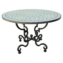 Vintage Moroccan Mosaic Patio Table in Fez Moorish Design