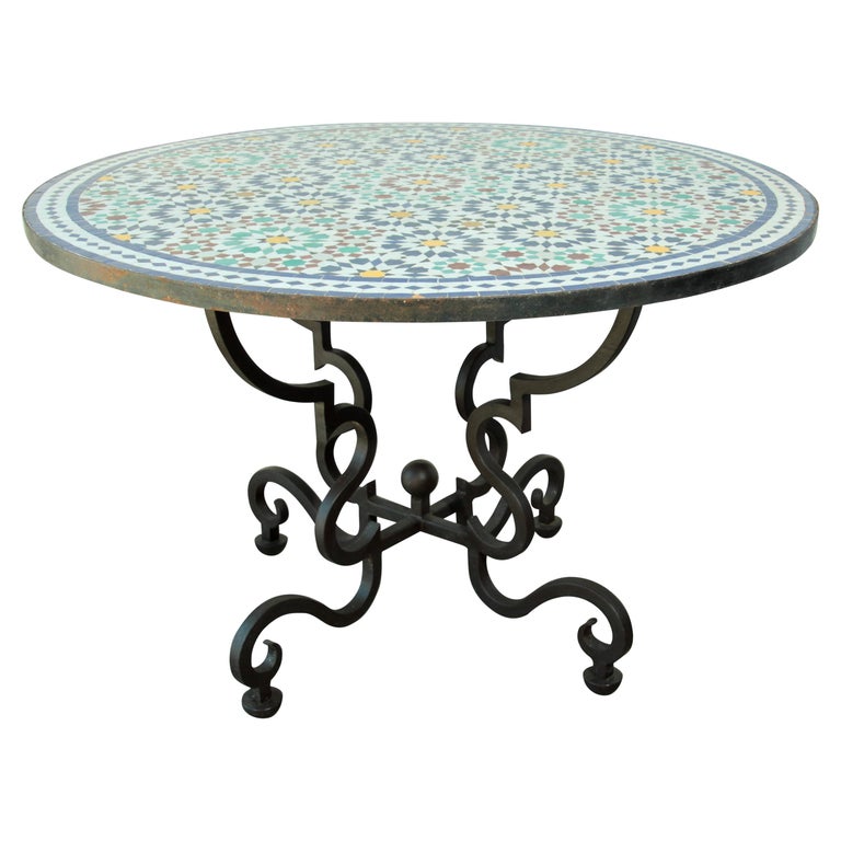 Moroccan Mosaic Patio Table In Fez Moorish Design At 1stdibs