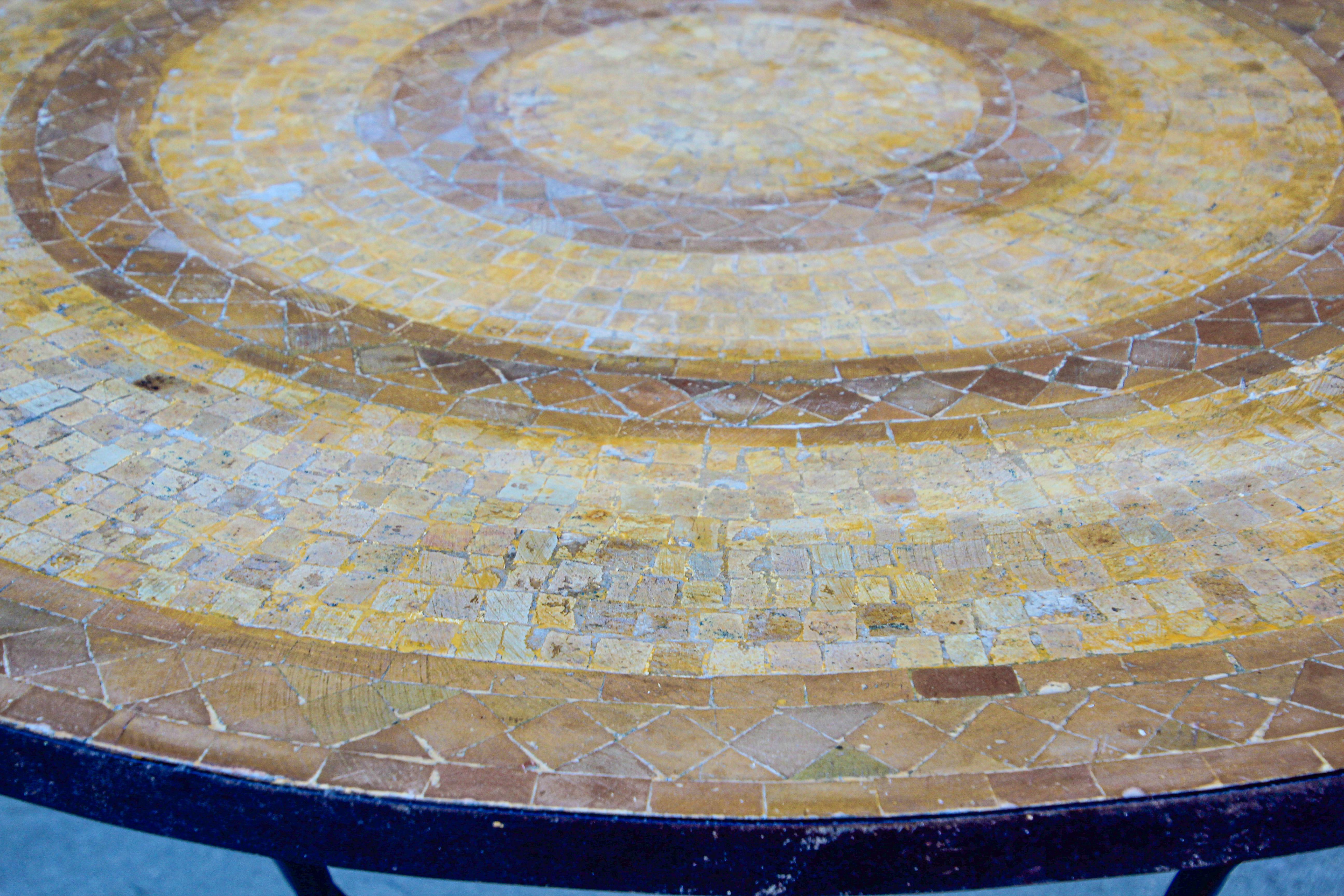 Moroccan Mosaic Stone Inlaid Table Indoor or Outdoor In Good Condition In North Hollywood, CA