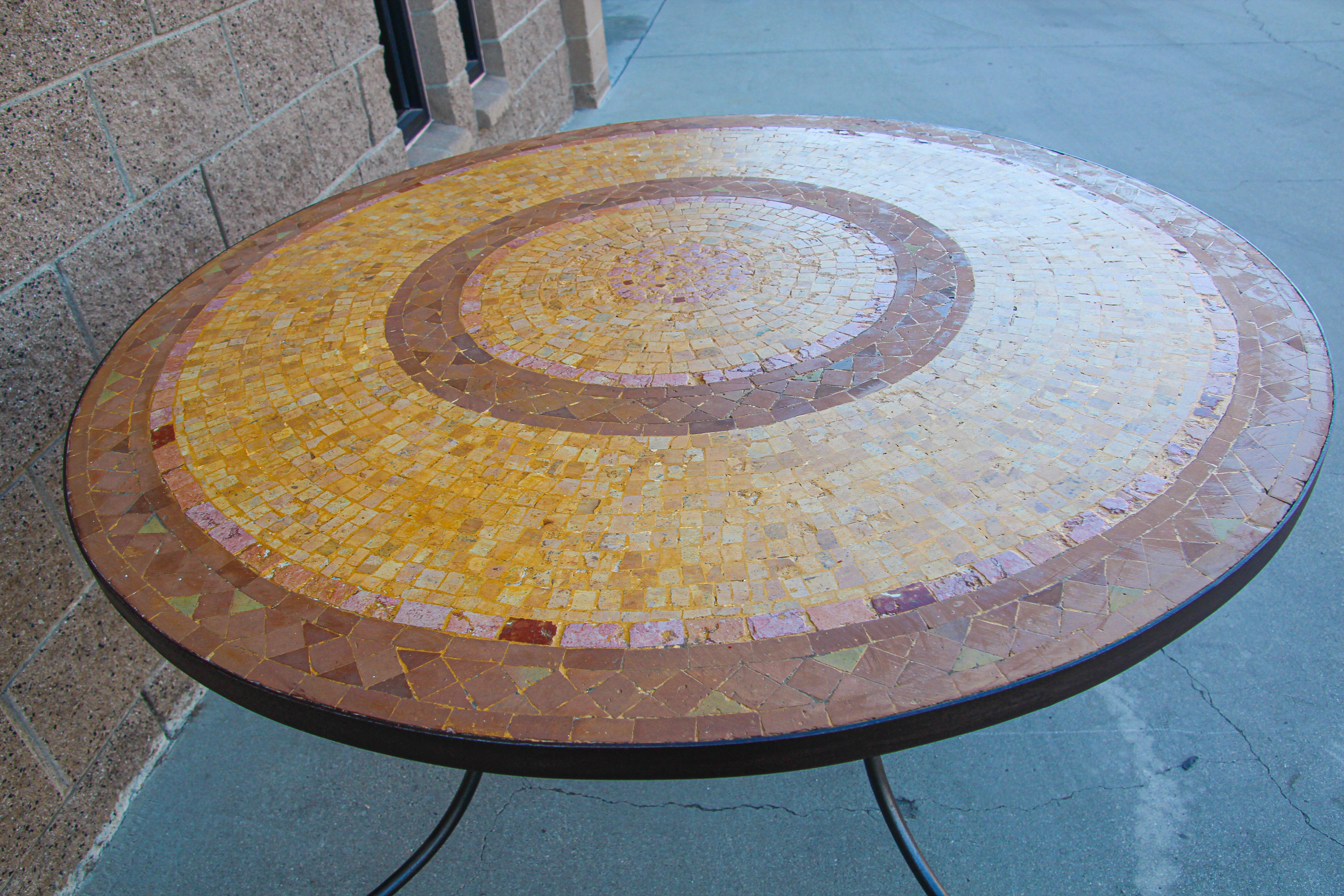 20th Century Moroccan Mosaic Stone Table Indoor or Outdoor