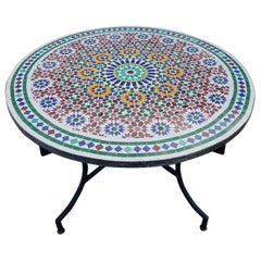 Moroccan Mosaic Table, Multi-Color Beldia Zina