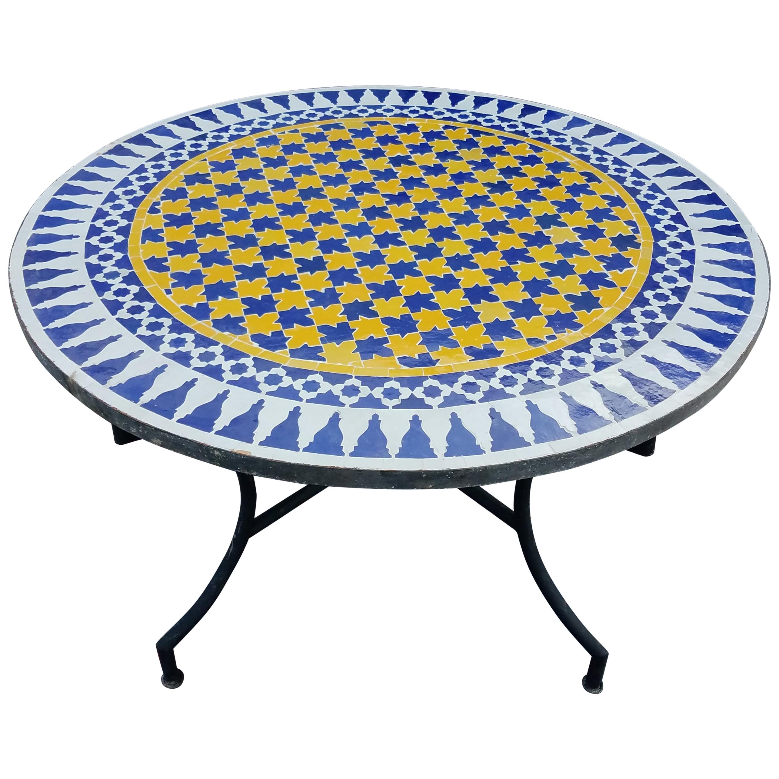 Moroccan Mosaic Table Multicolor Low / High Base Included For Sale