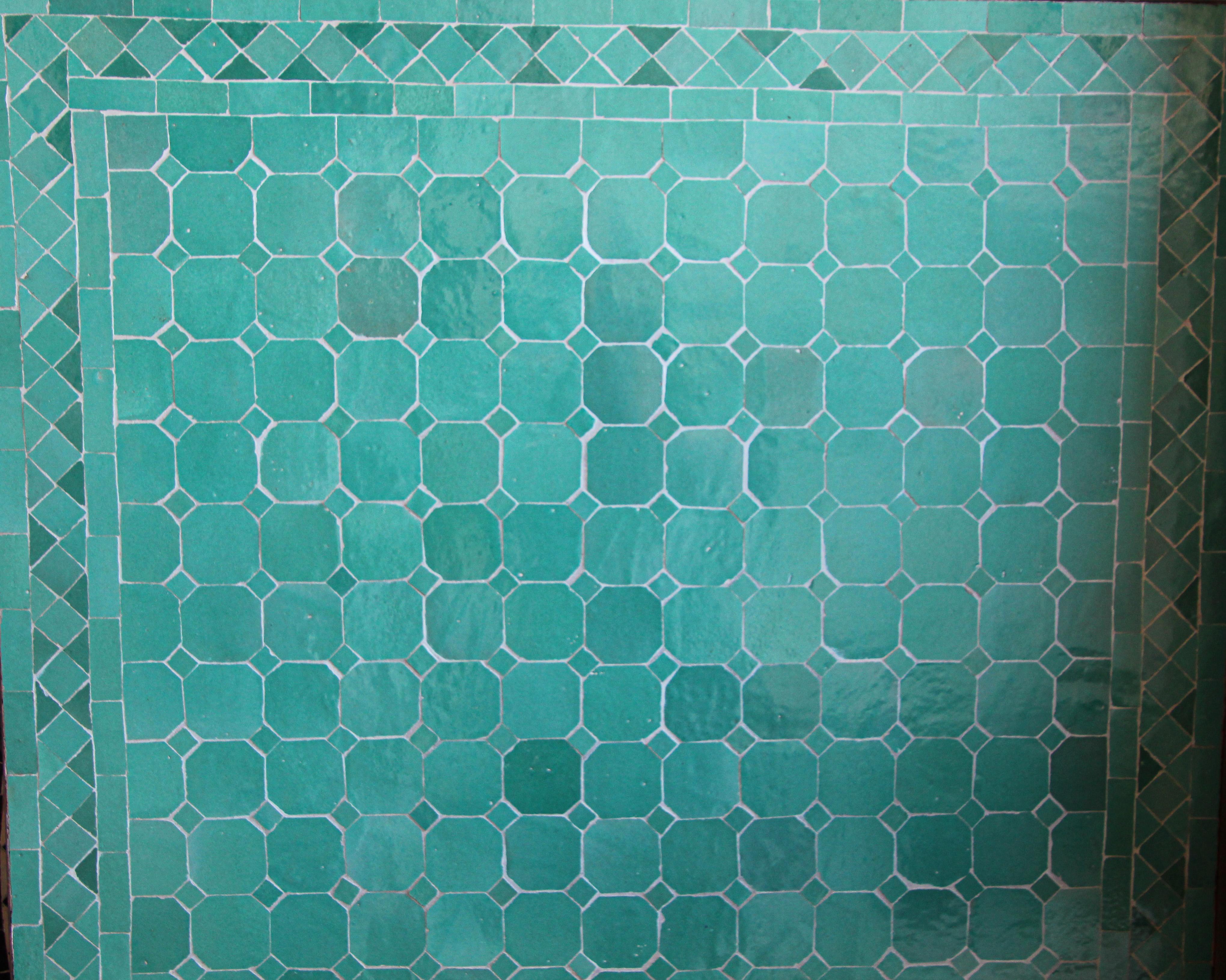 Moroccan Mosaic Teal Tile Rectangular Coffee Table 1