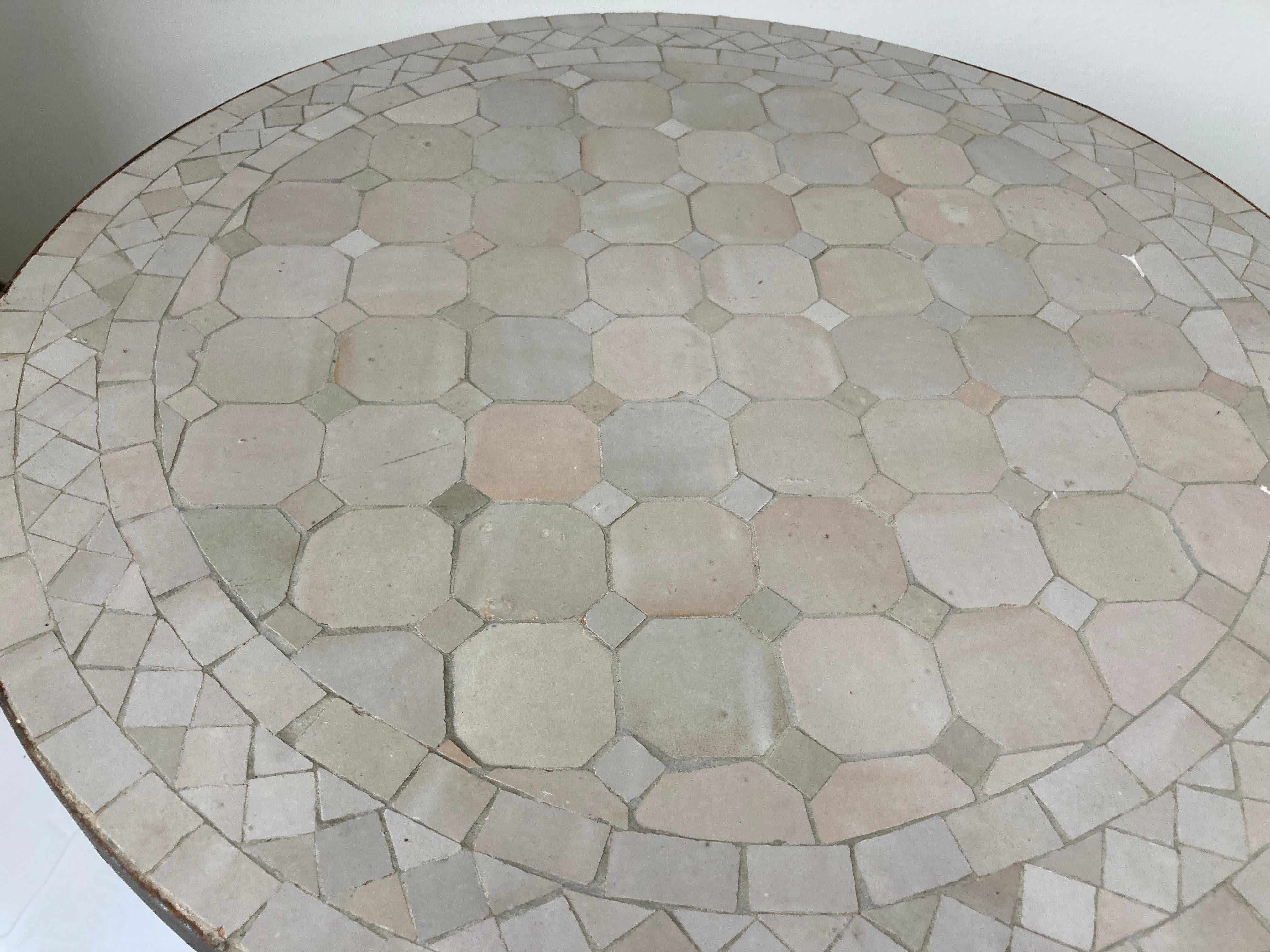 Ceramic Moroccan Mosaic Tile Beige Color Side Table
