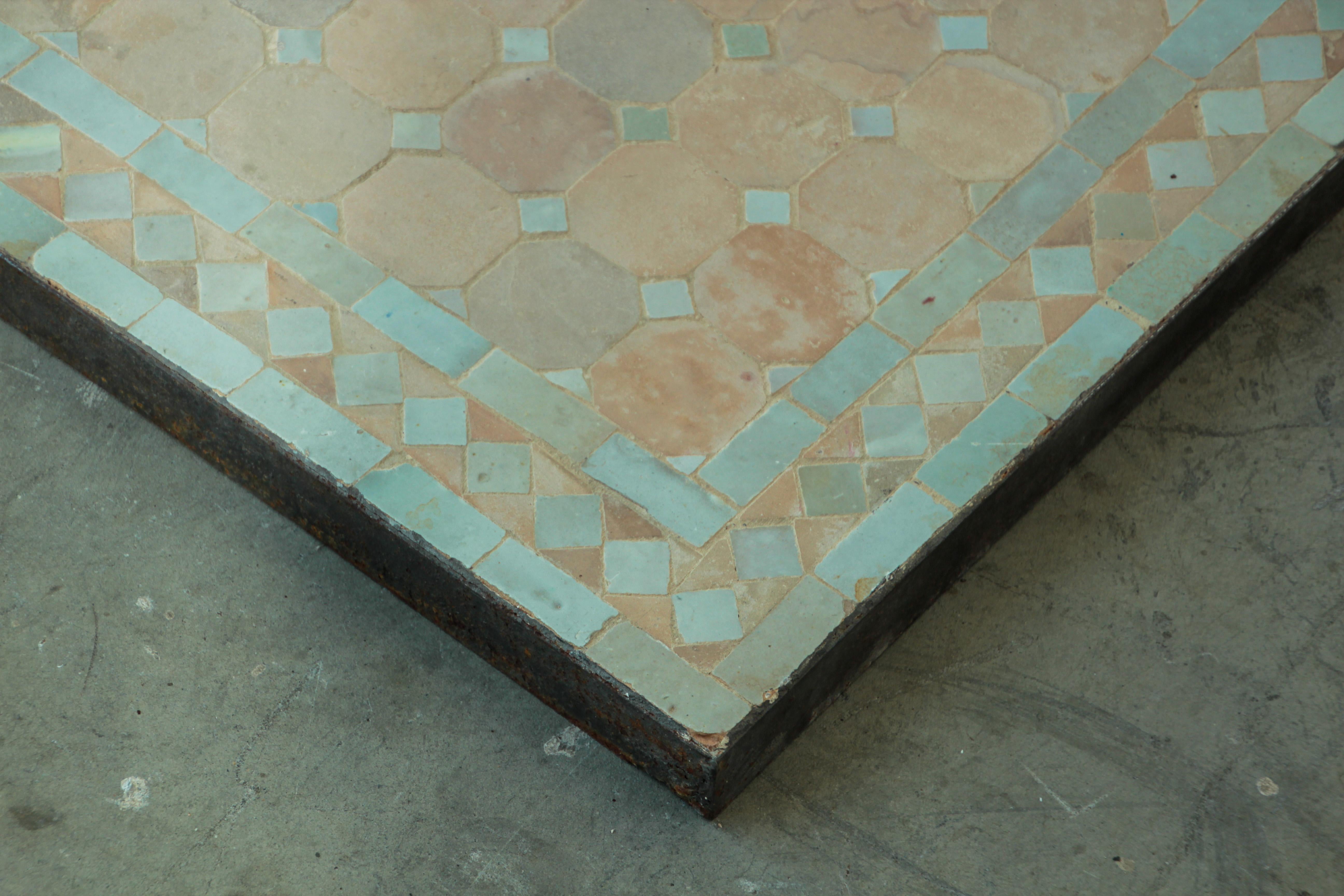 20th Century Moroccan Mosaic Tile Bistro Table For Sale