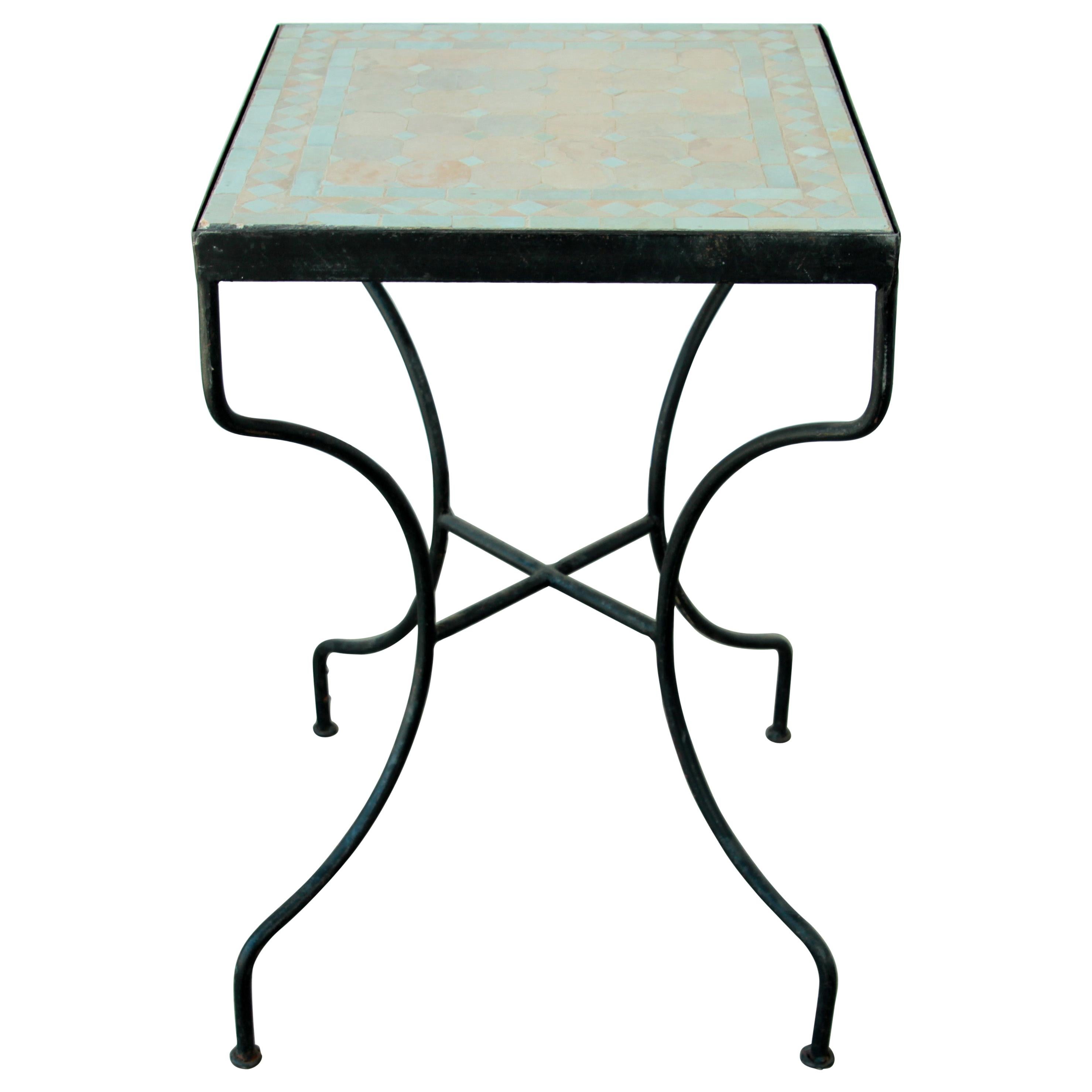 Moroccan Mosaic Tile Bistro Table For Sale