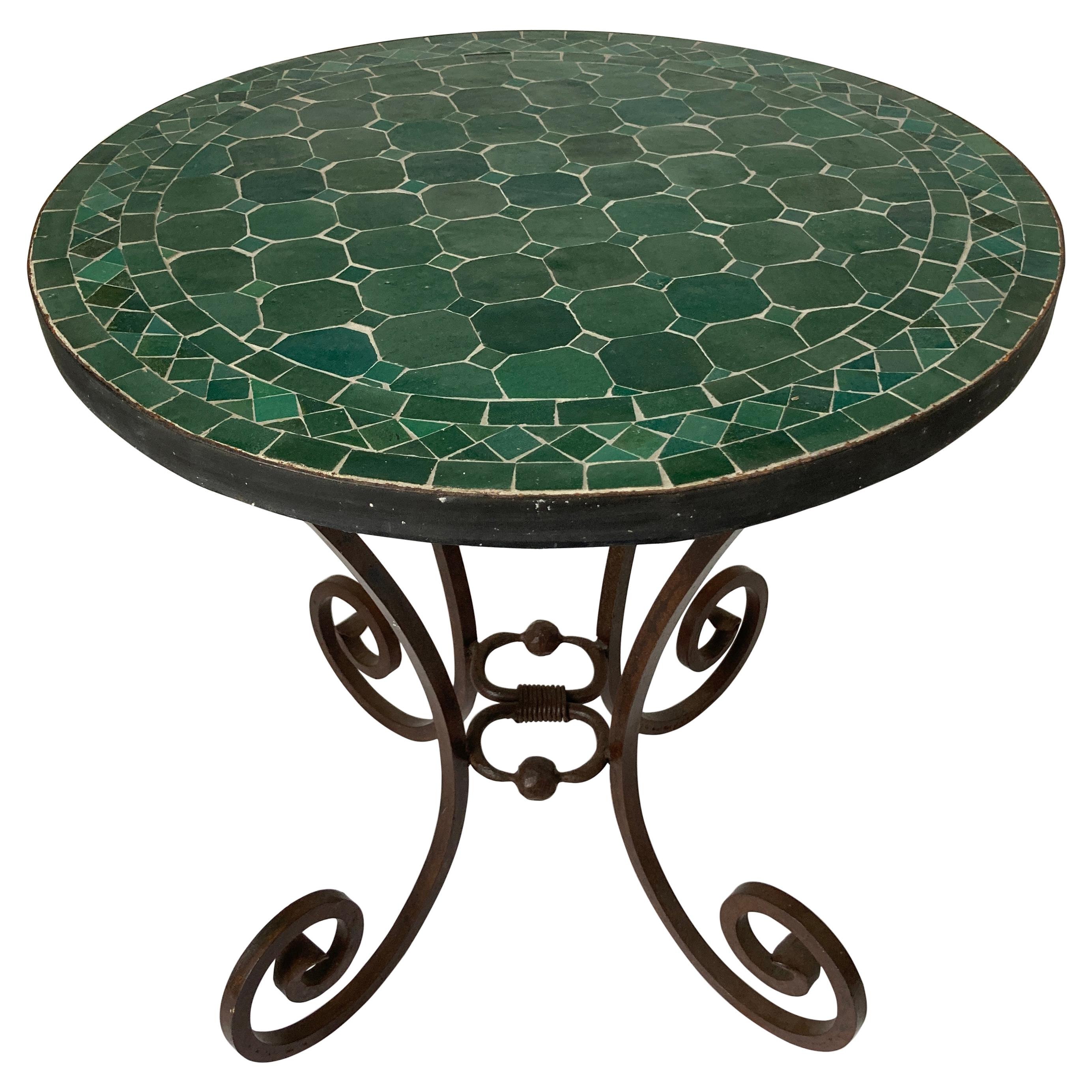 Moroccan Mosaic Tile Emerald Green Color Patio Table