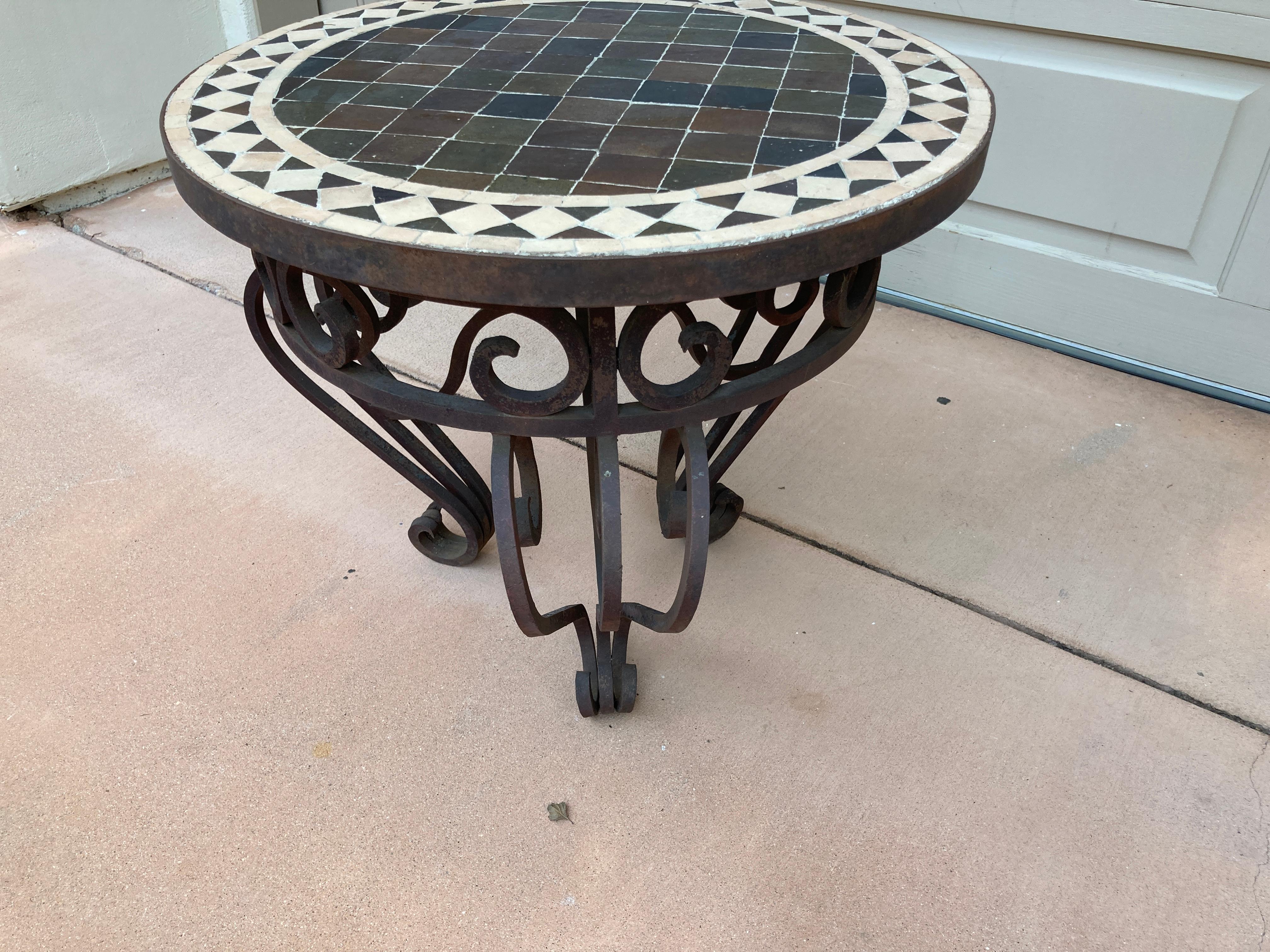 Moroccan Mosaic Tile Side Table For Sale 1