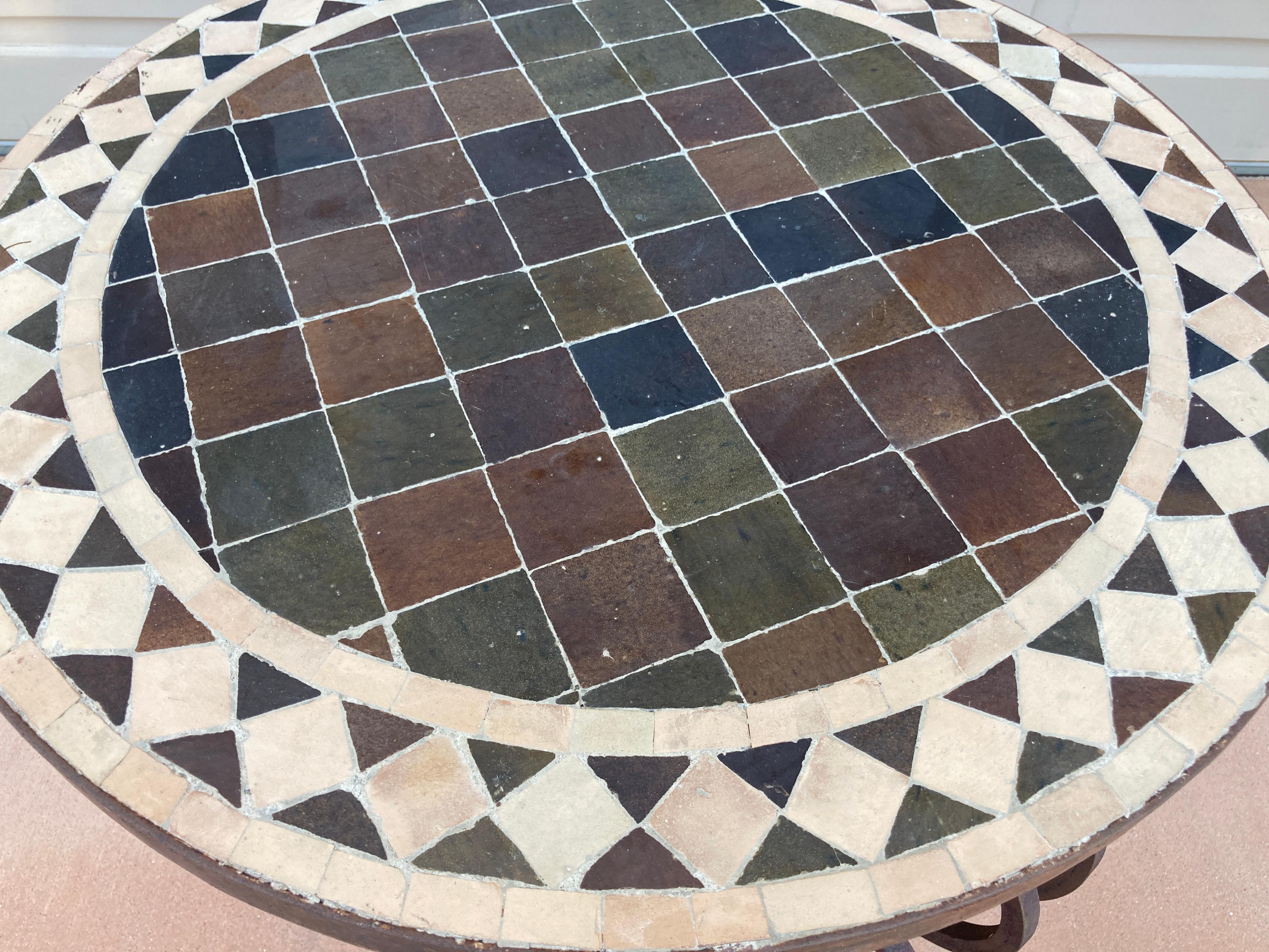 Moroccan Mosaic Tile Side Table For Sale 2