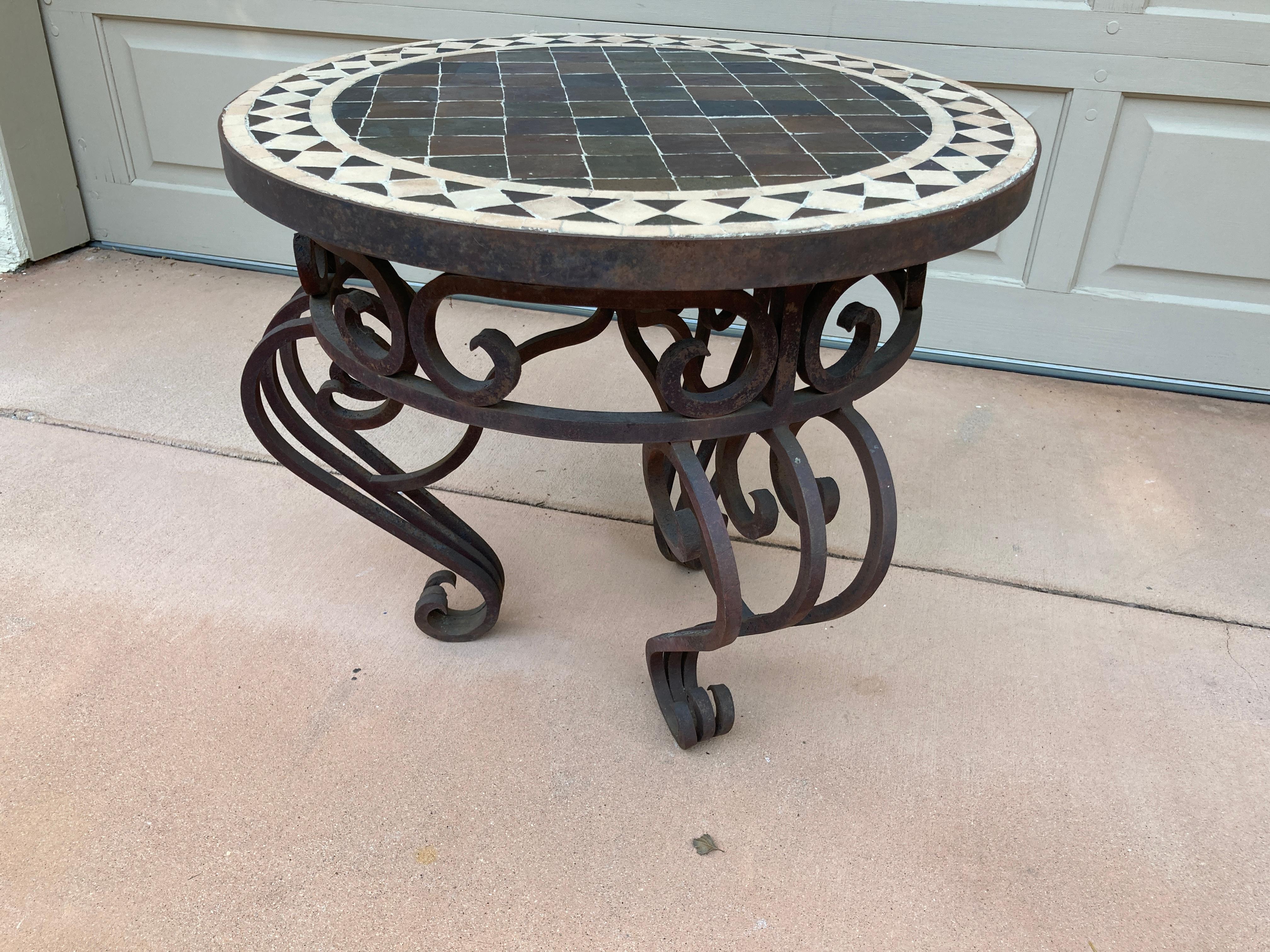 20th Century Moroccan Mosaic Tile Side Table For Sale