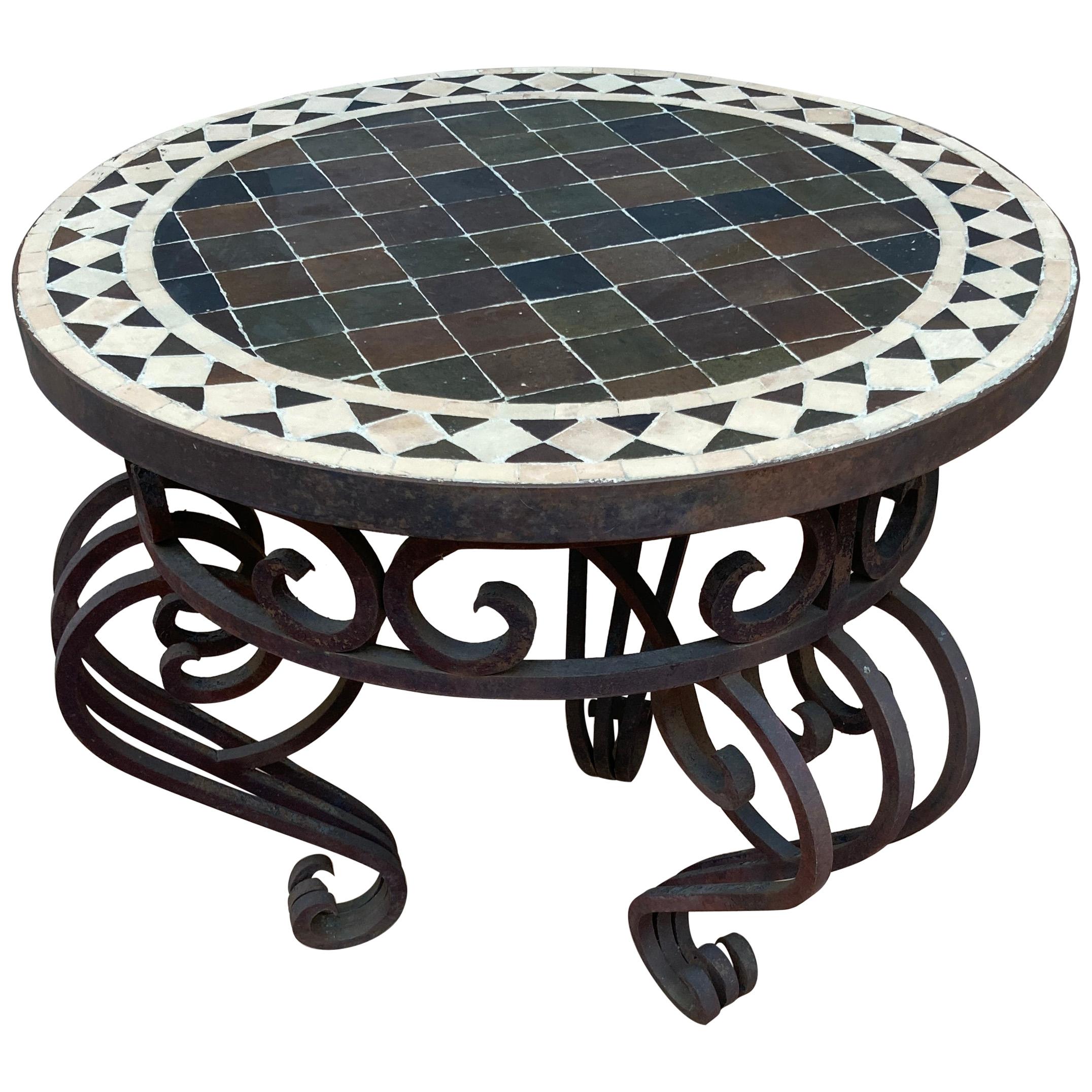 Moroccan Mosaic Tile Side Table For Sale