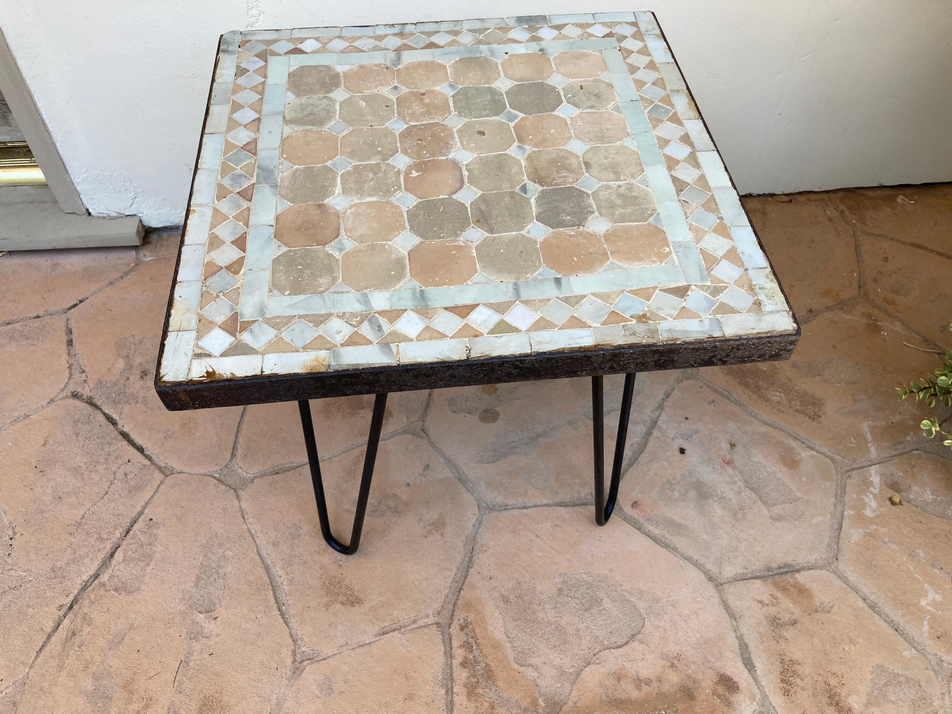 Moroccan Mosaic Tile Square Tile Side Table 1