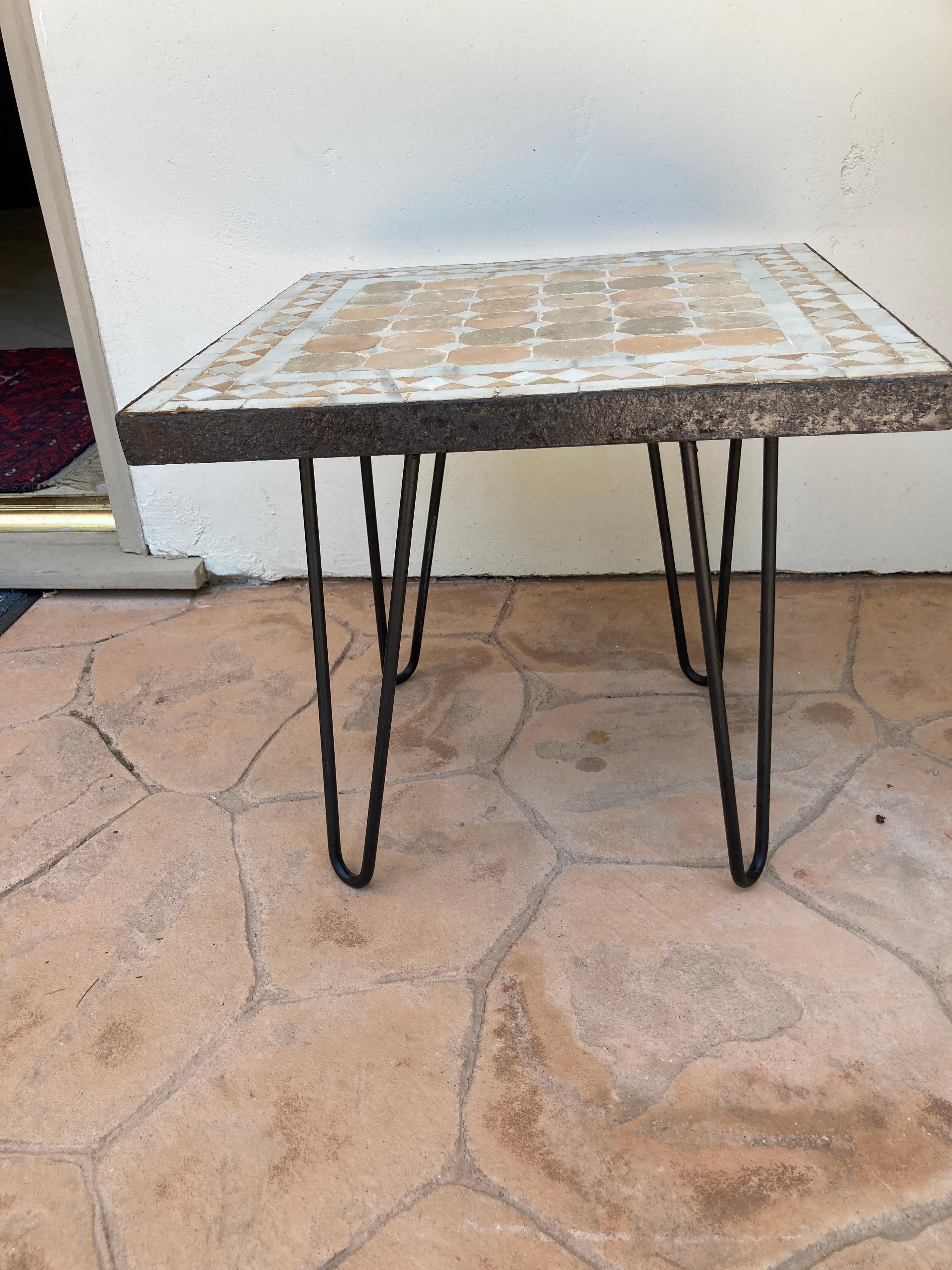 Ceramic Moroccan Mosaic Tile Square Tile Side Table