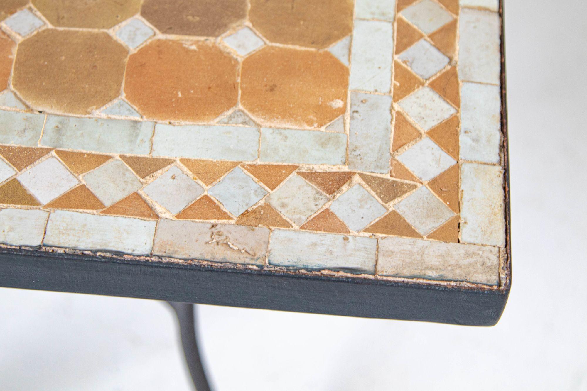 Moorish Moroccan Mosaic Tile Table Square Shape Outdoor Side Table