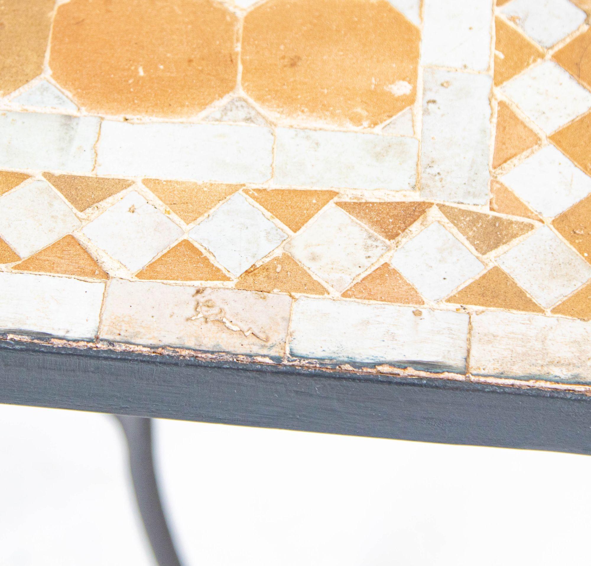 Moroccan Mosaic Tile Table Square Shape Outdoor Side Table In Good Condition In North Hollywood, CA