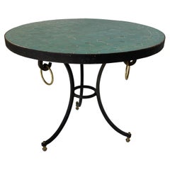 Moroccan Mosaic Tile Teal Color Side Patio Table