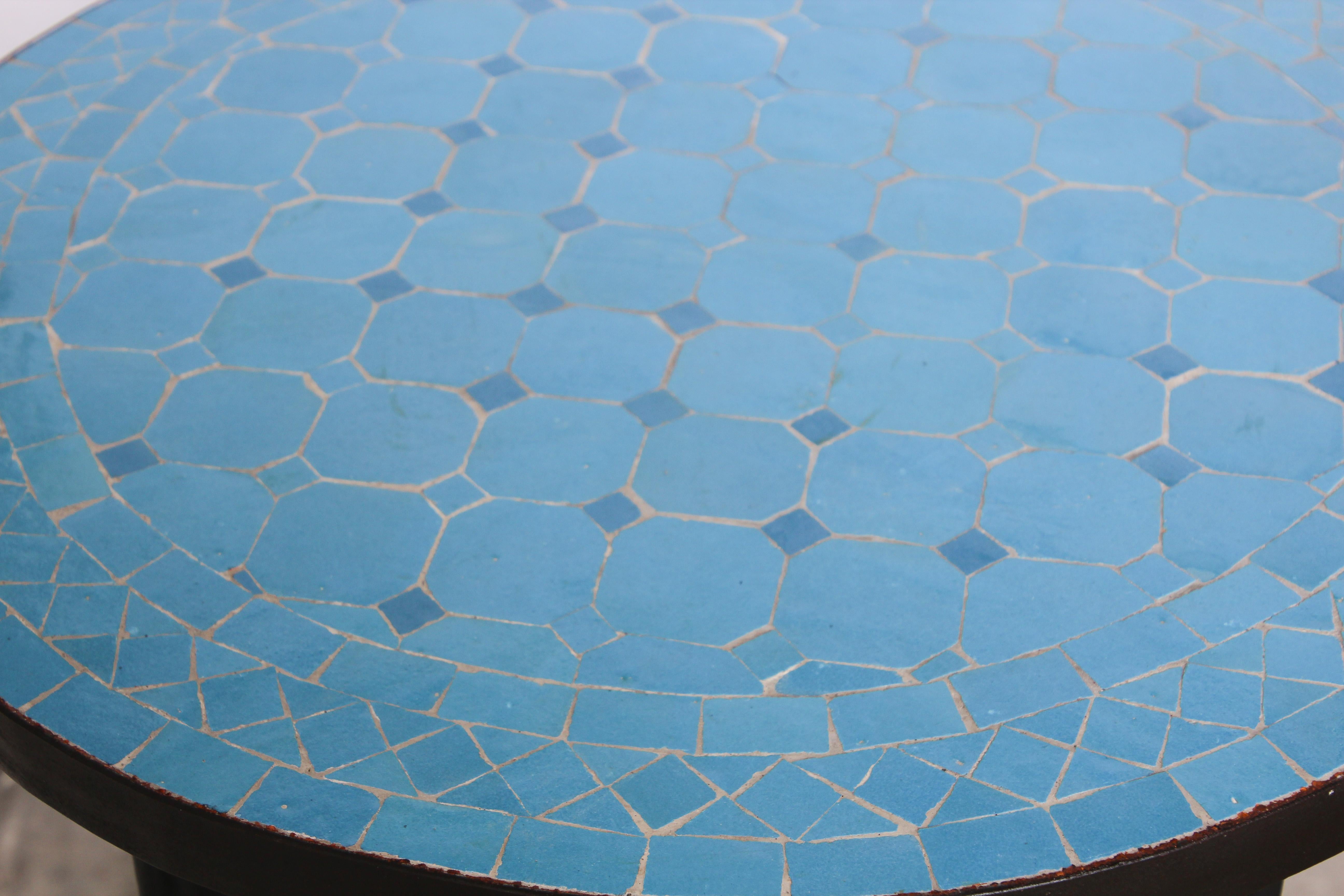 Moroccan Mosaic Tiles Blue Color Bistro Table 2