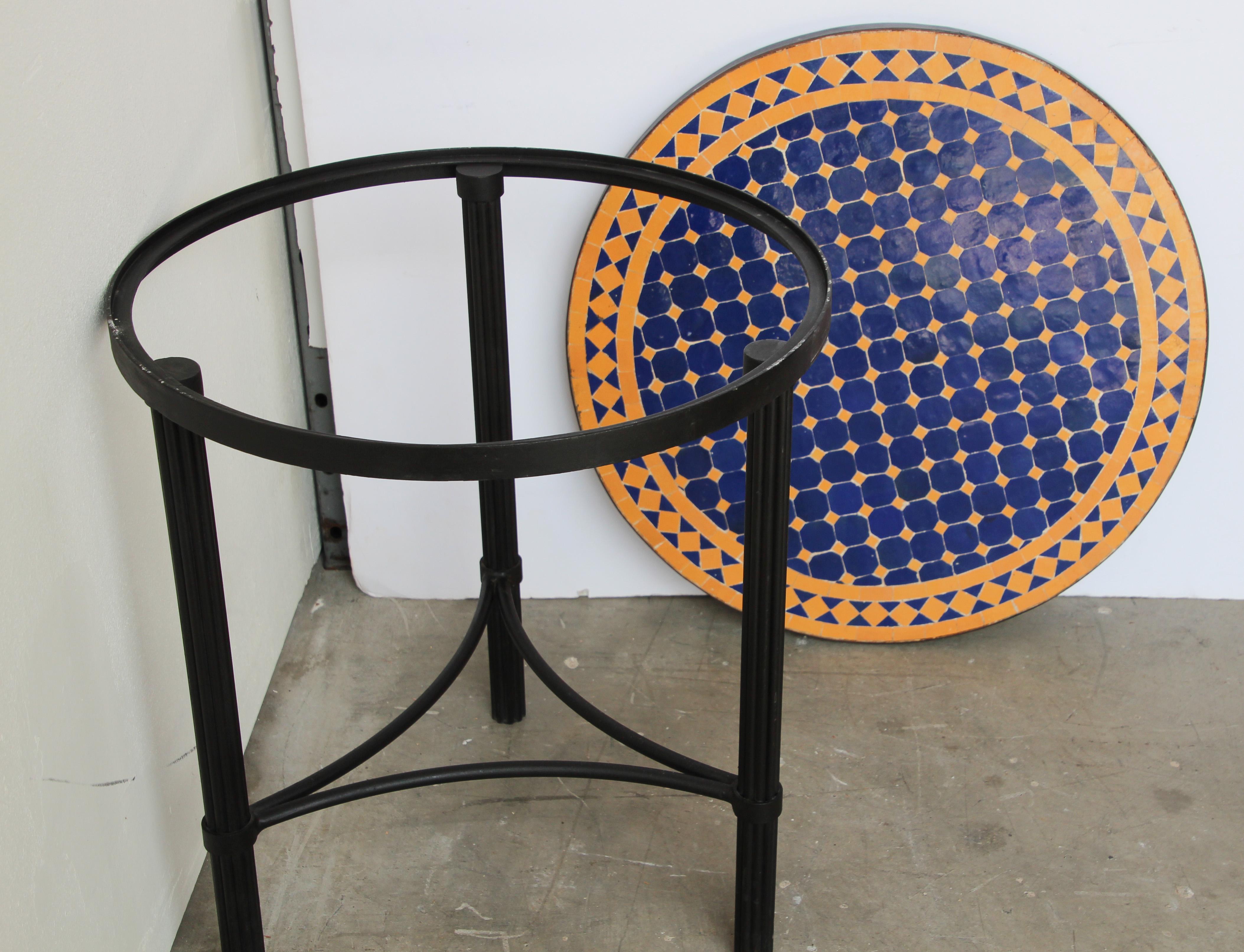 Moroccan Mosaic Tiles Cobalt Blue and Yellow Colors Side Table 5