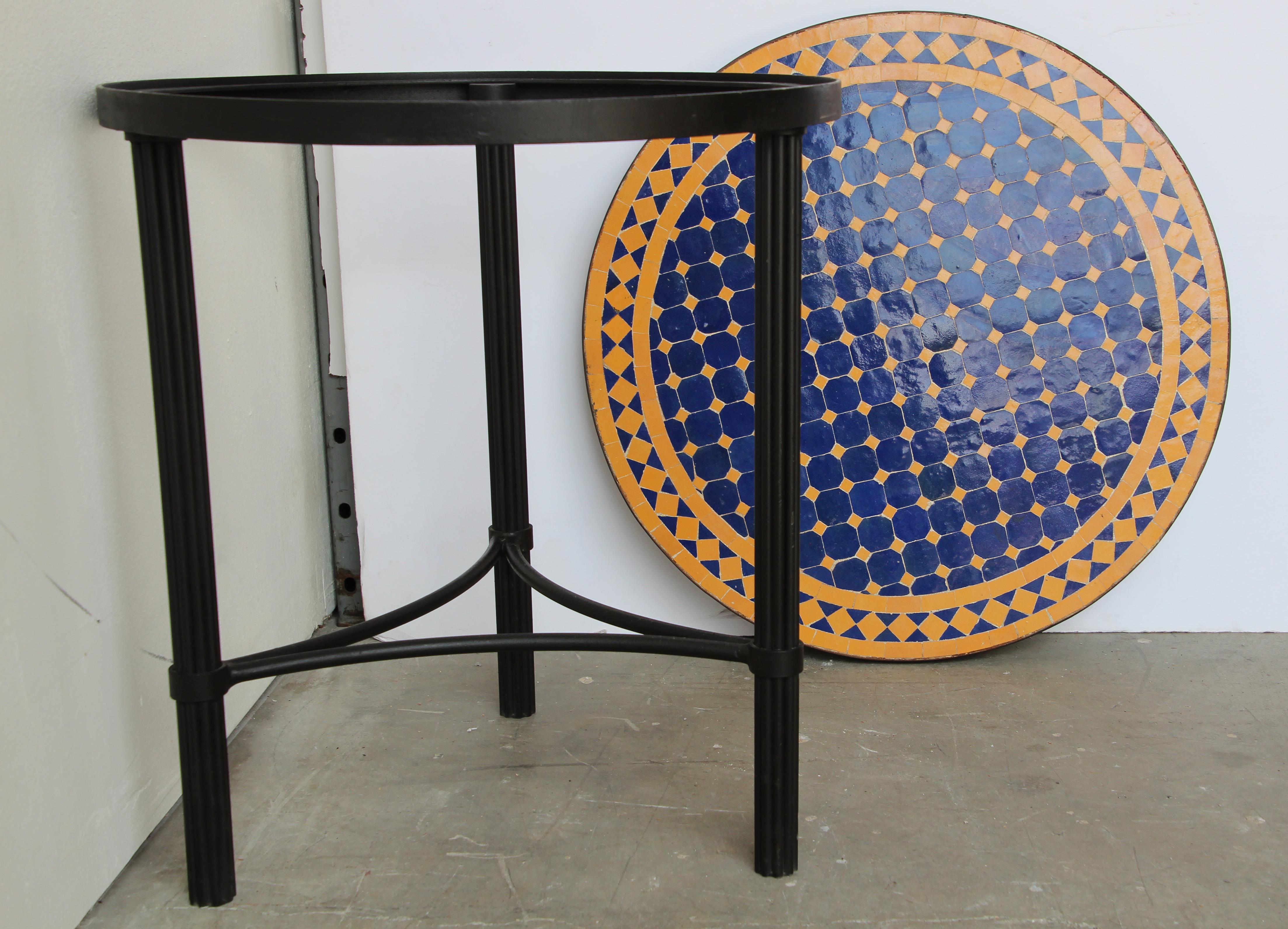 Moroccan Mosaic Tiles Cobalt Blue and Yellow Colors Side Table 7