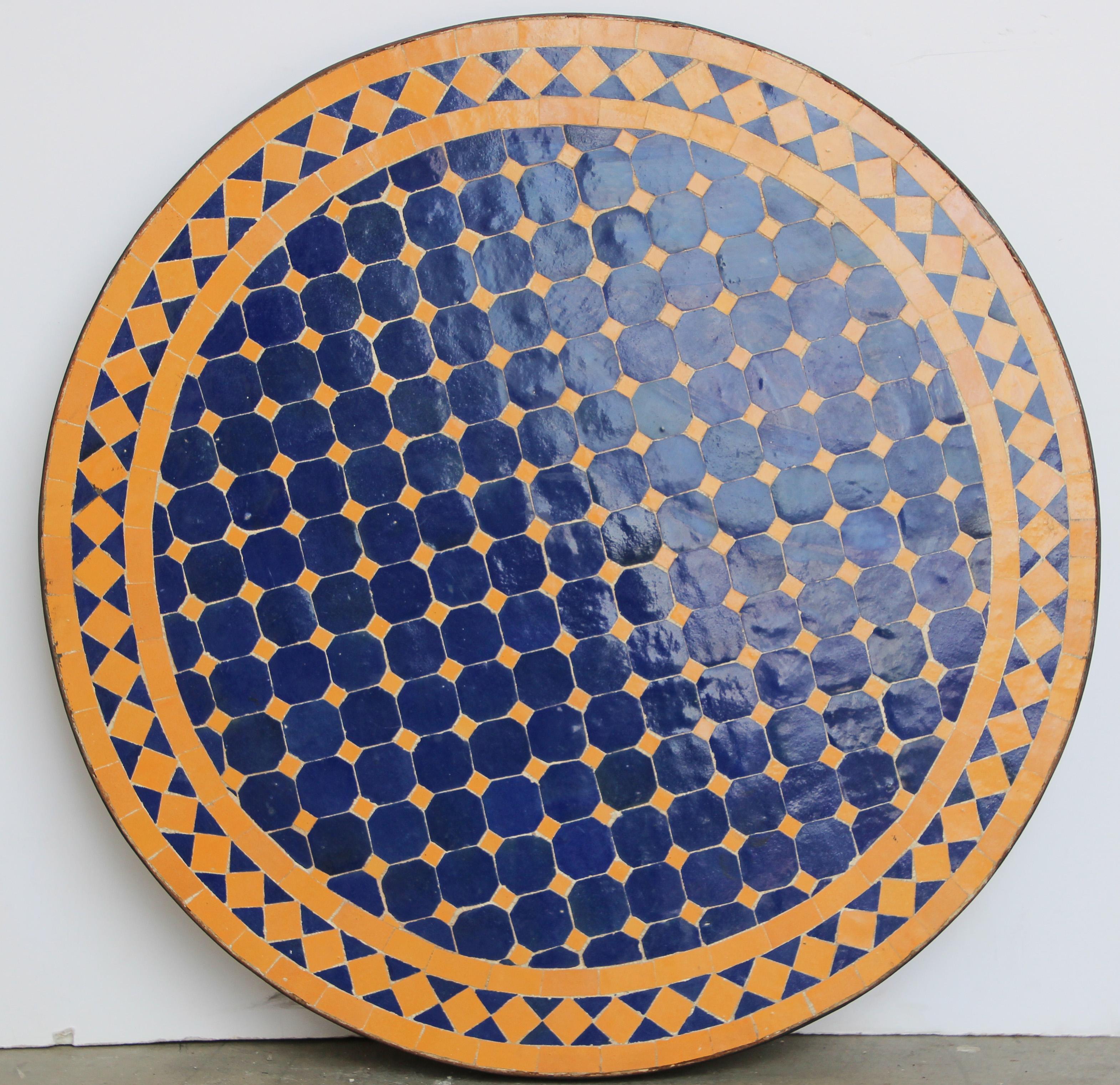 Moroccan Mosaic Tiles Cobalt Blue and Yellow Colors Side Table 8