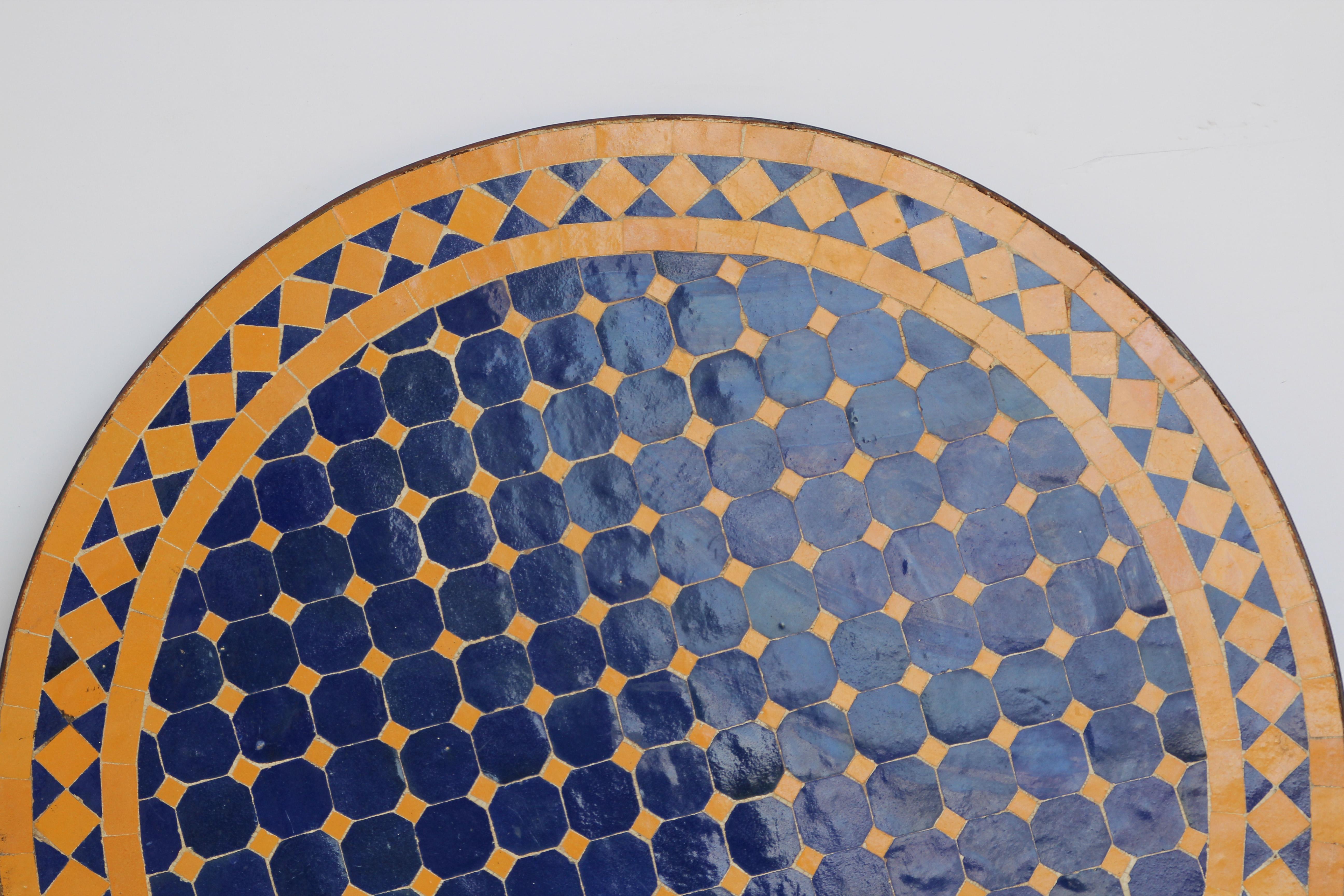 Moroccan Mosaic Tiles Cobalt Blue and Yellow Colors Side Table 10