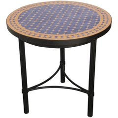 Moroccan Mosaic Tiles Cobalt Blue and Yellow Colors Side Table