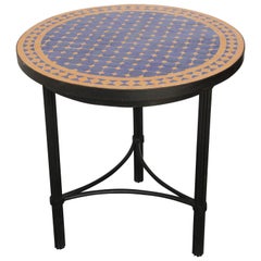 Moroccan Mosaic Tiles Cobalt Blue and Yellow Colors Side Table
