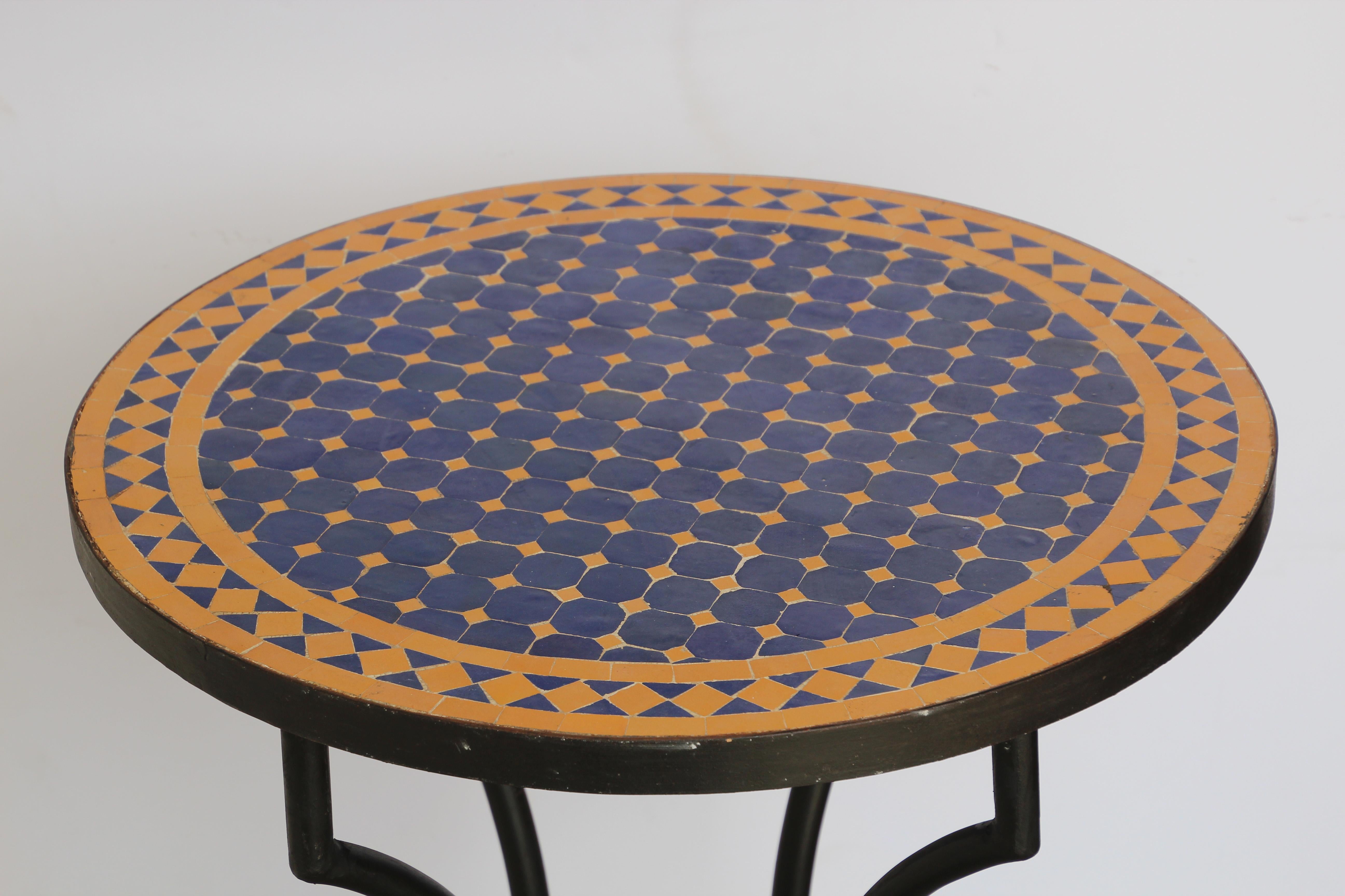 Moroccan Mosaic Tiles Cobalt Blue Color Bistro Table 3