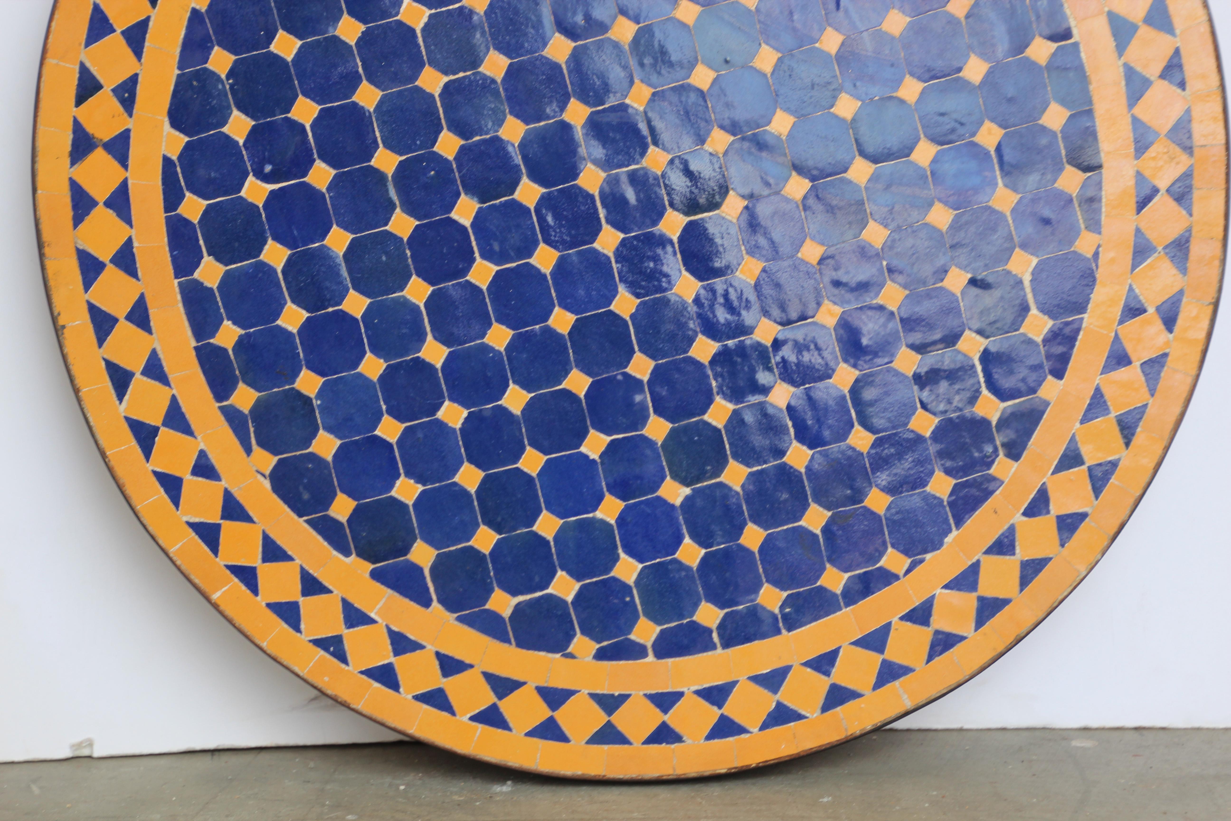 Moroccan Mosaic Tiles Cobalt Blue Color Bistro Table 5