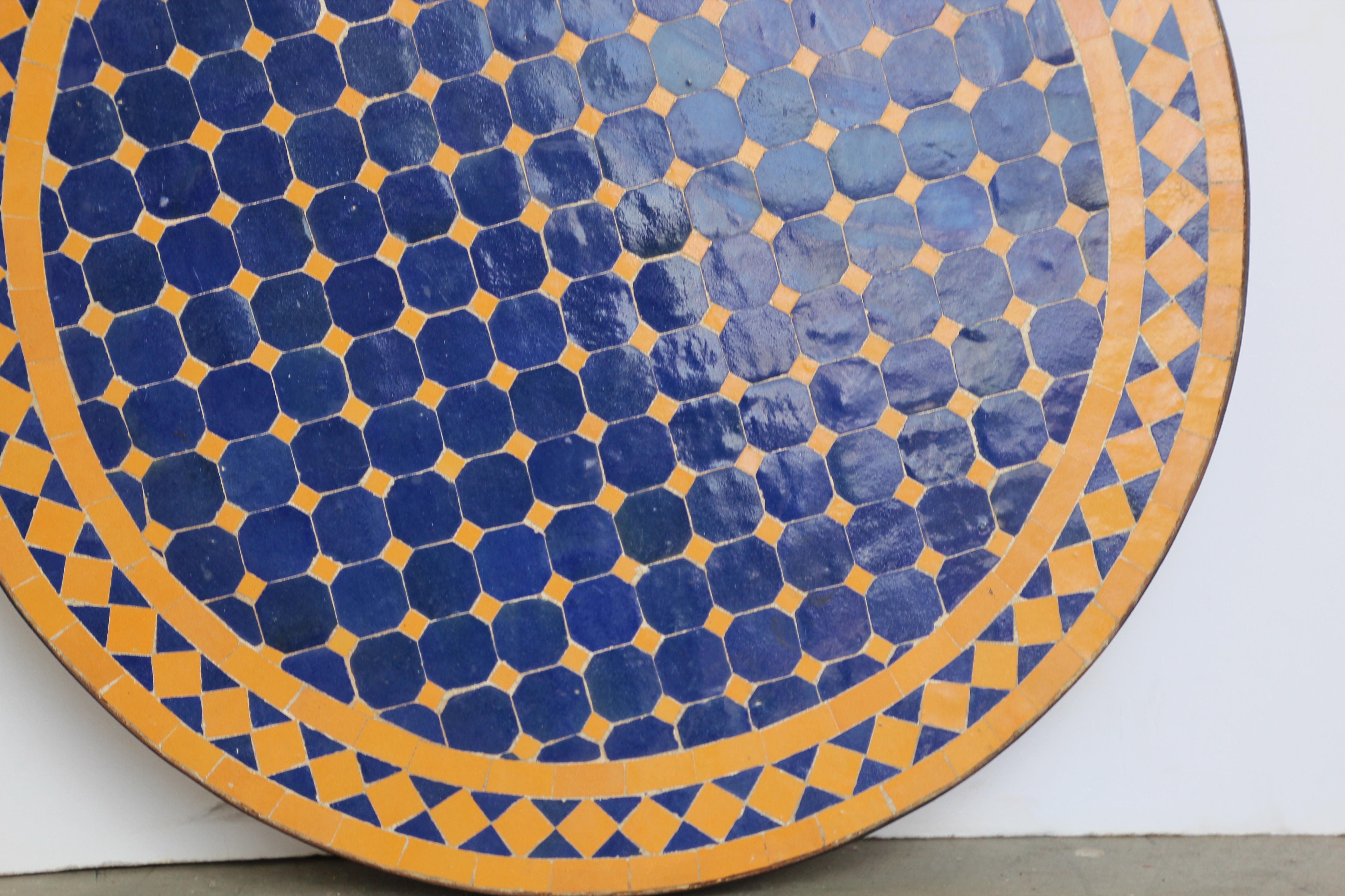 Moroccan Mosaic Tiles Cobalt Blue Color Bistro Table 7