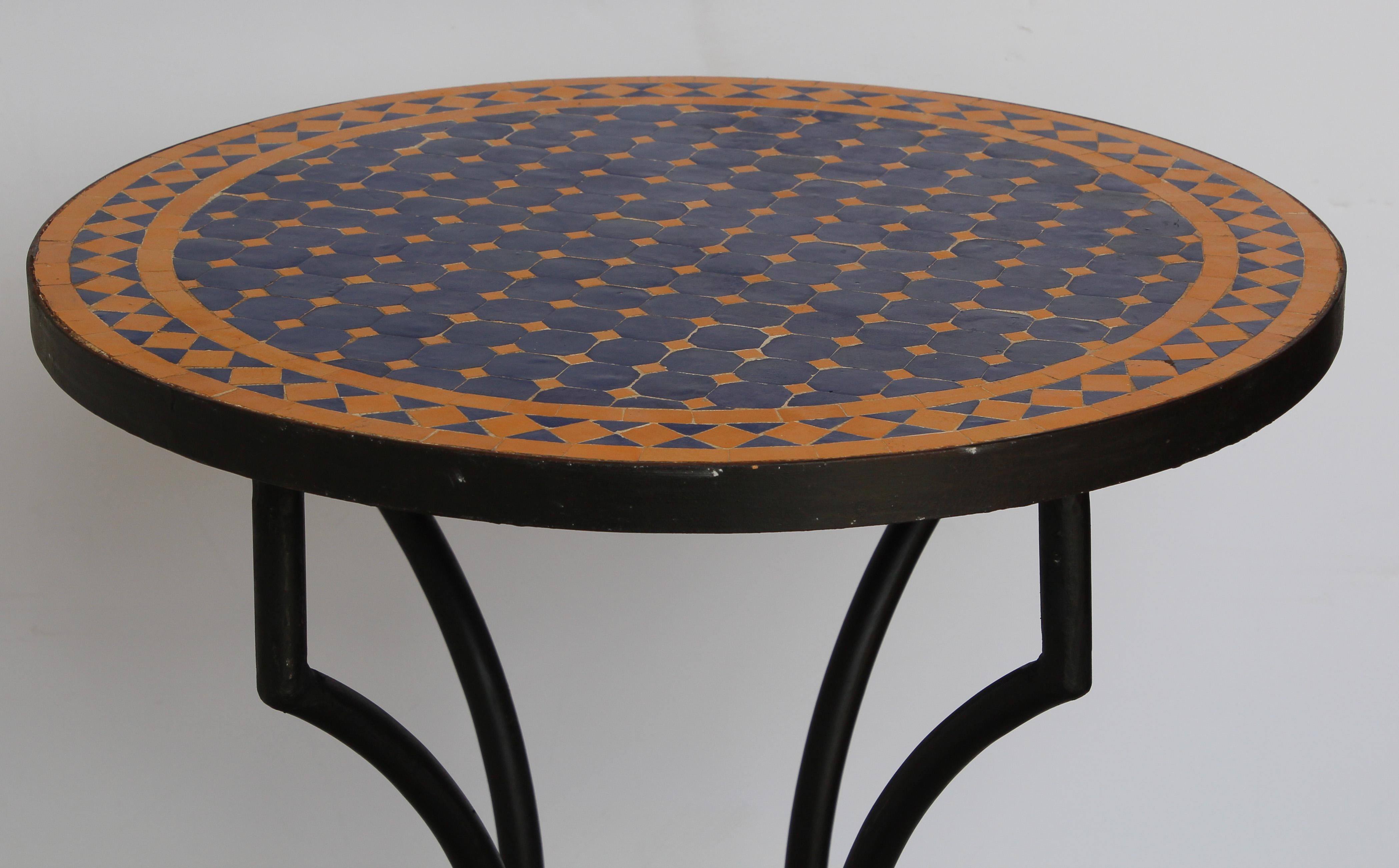 Moorish Moroccan Mosaic Tiles Cobalt Blue Color Bistro Table