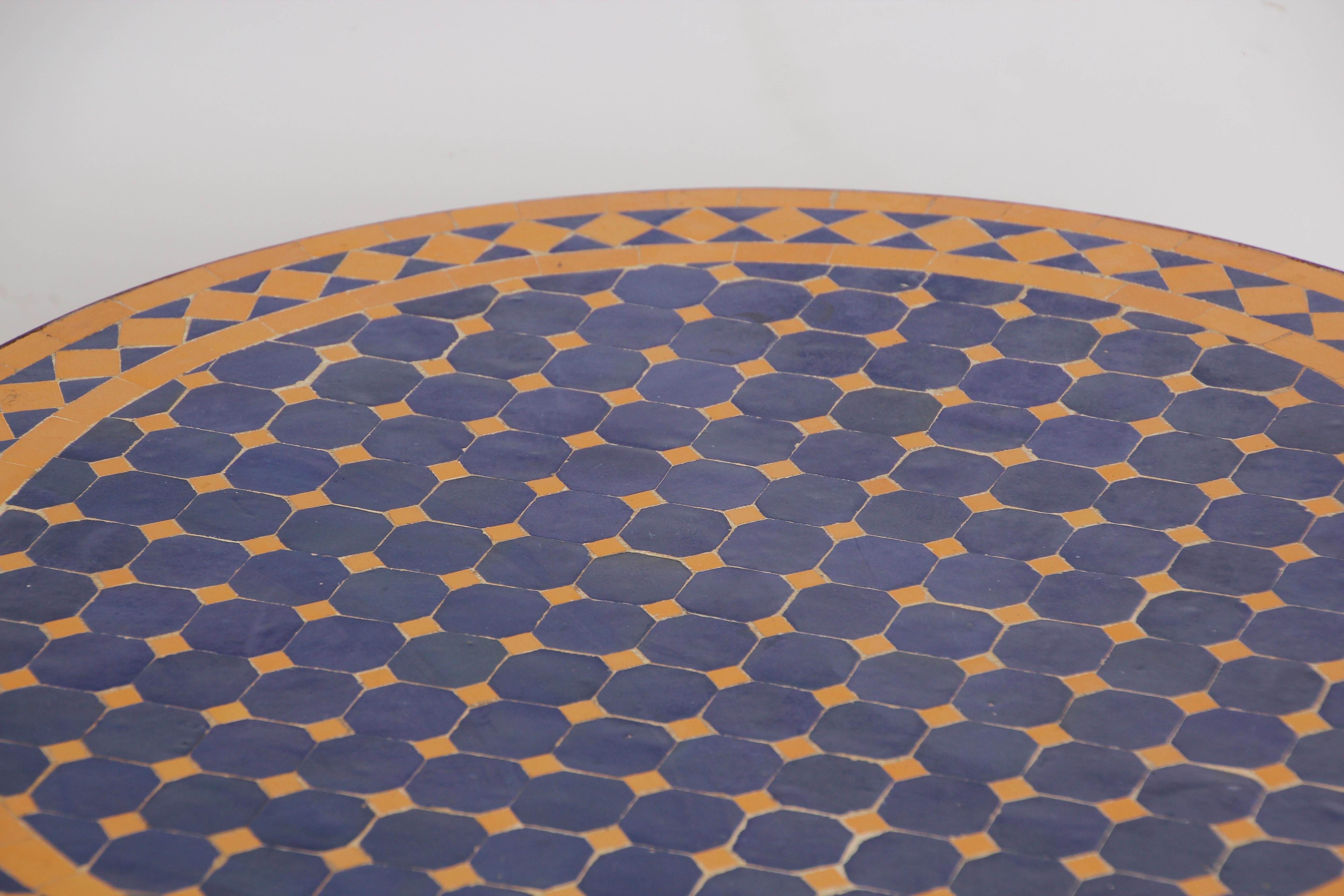 Moroccan Mosaic Tiles Cobalt Blue Color Bistro Table 1