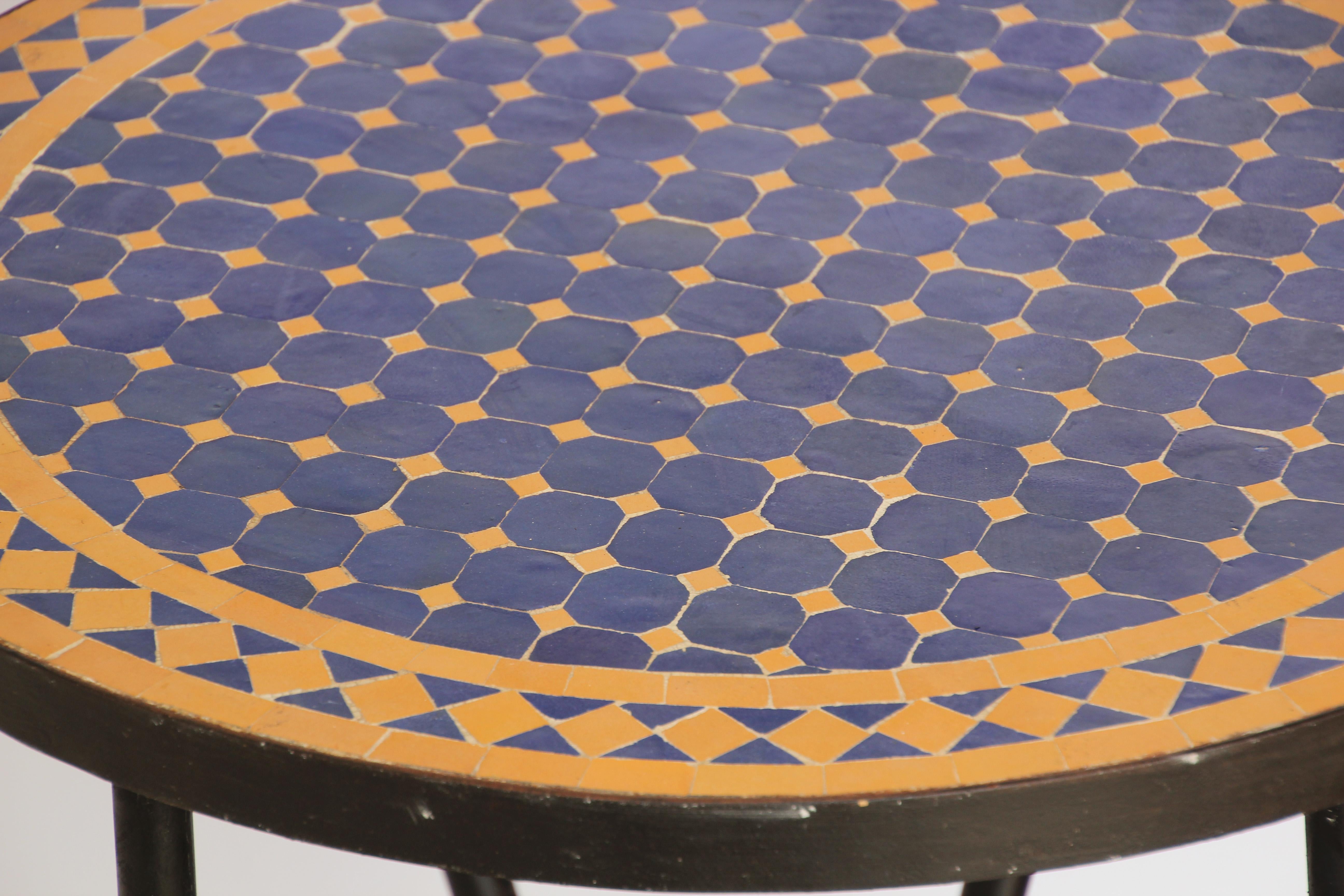 Moroccan Mosaic Tiles Cobalt Blue Color Bistro Table 2