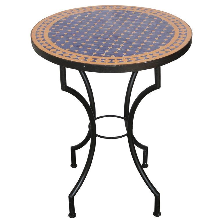 Moroccan Mosaic Tiles Cobalt Blue Color Bistro Table at 1stDibs