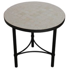 Moroccan Mosaic Tiles Off-White Color Side Table