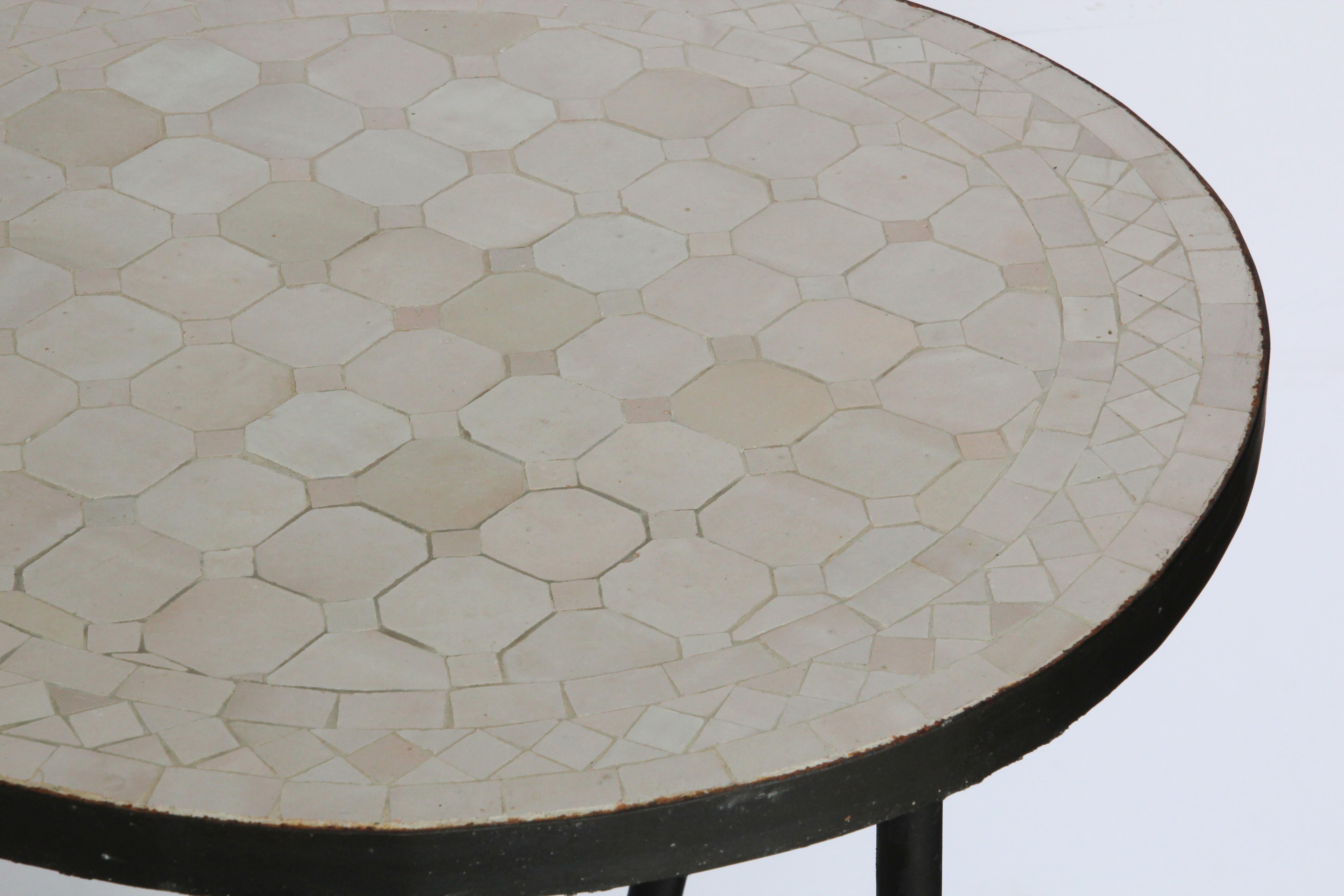 Ceramic Moroccan Mosaic Tiles Ivory Color Bistro Table