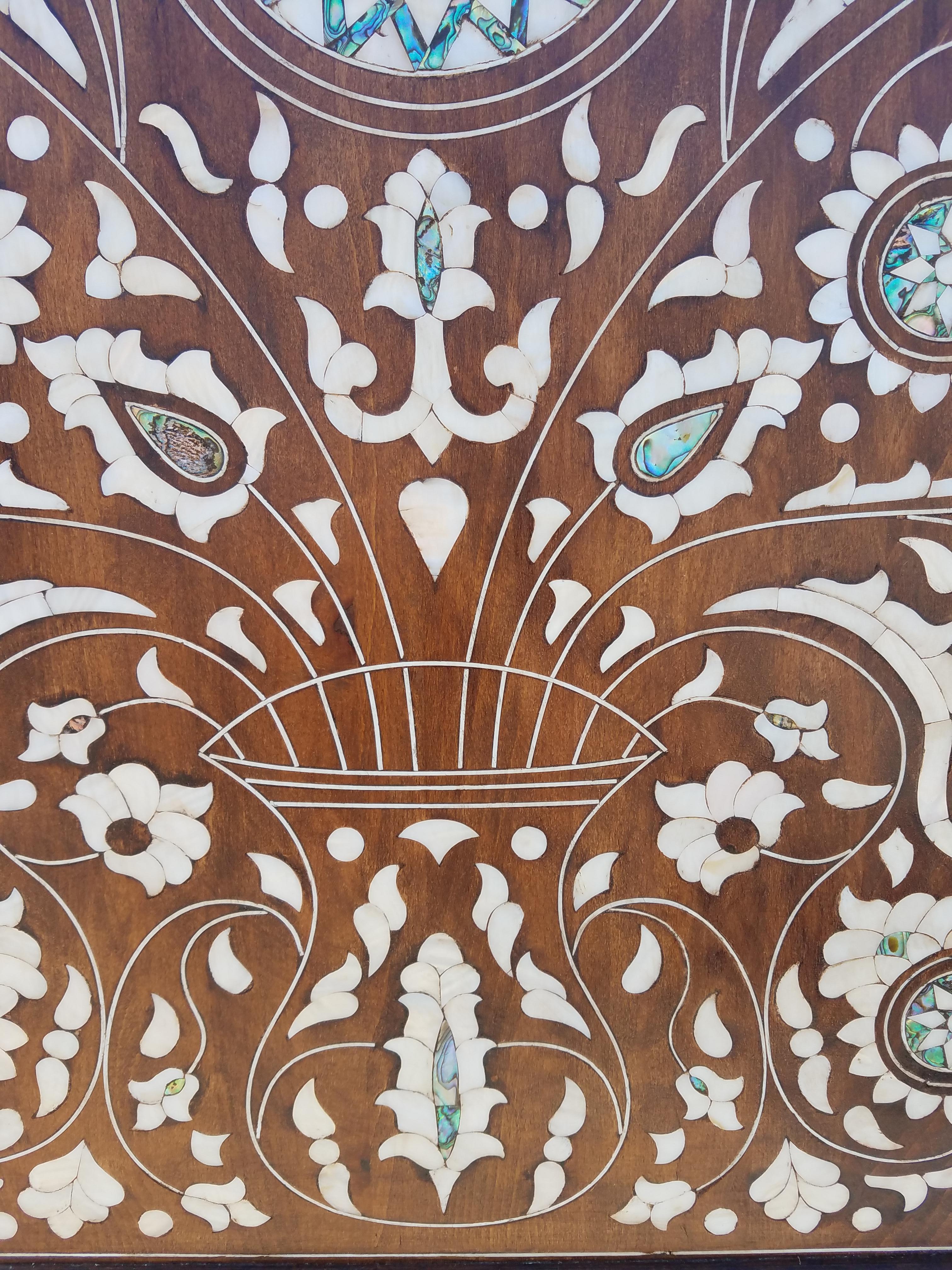 Mother-of-Pearl Moroccan Mother of Pearl Door, Walnut Wood For Sale