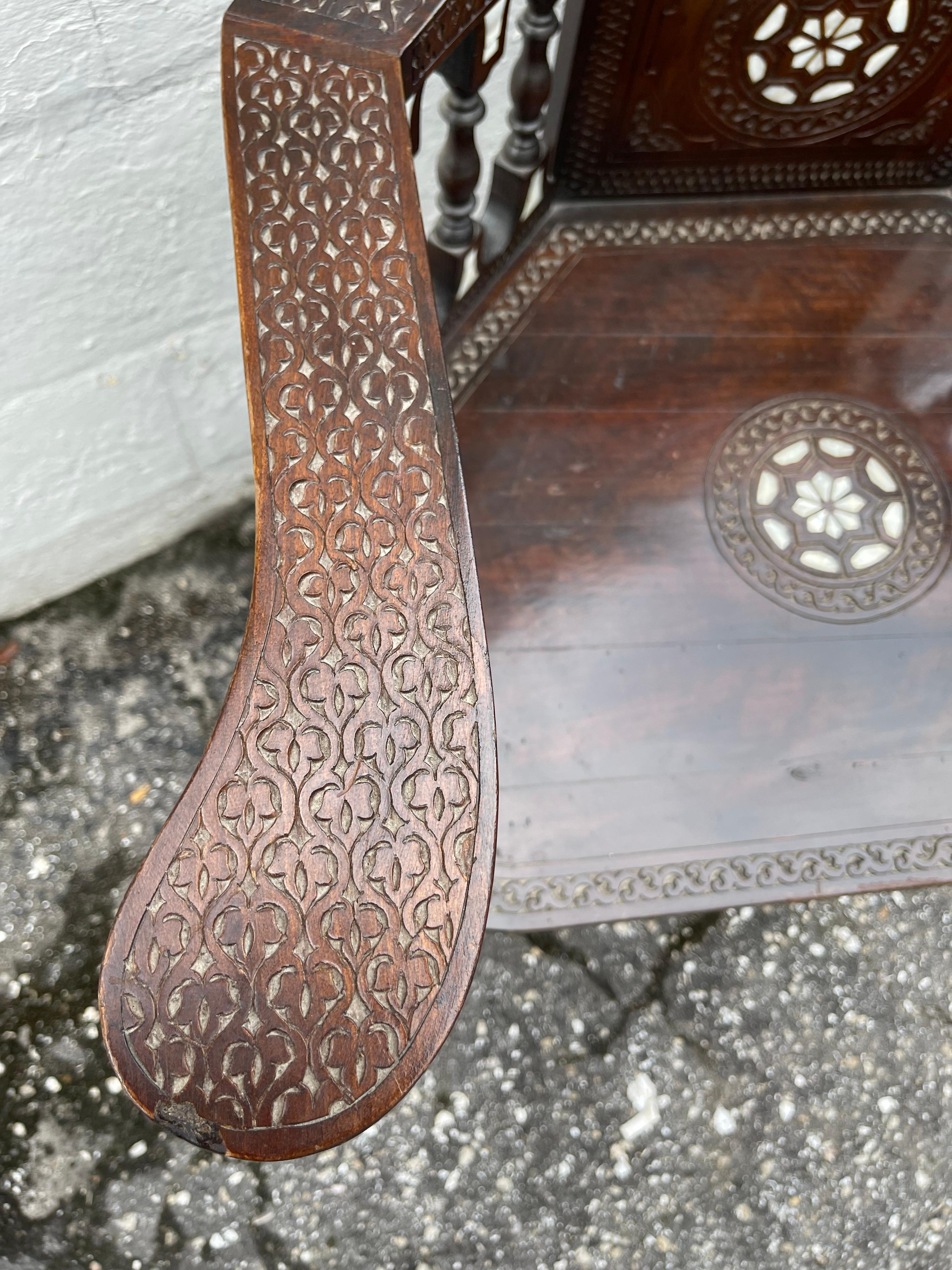 20th Century Middle Eastern Mother of Pearl Inlaid Armchair For Sale