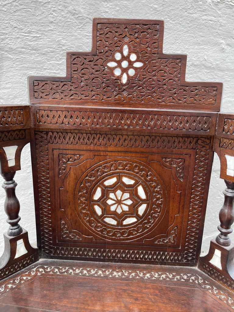 Middle Eastern Mother of Pearl Inlaid Armchair For Sale 2