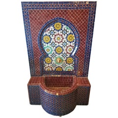 Moroccan Multi-Color Mosaic Tile Fountain, Red Base