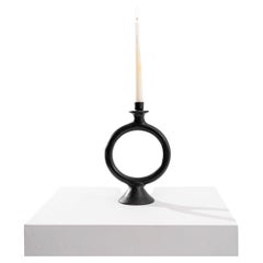 Moroccan O Ceramic Candlestick - Black