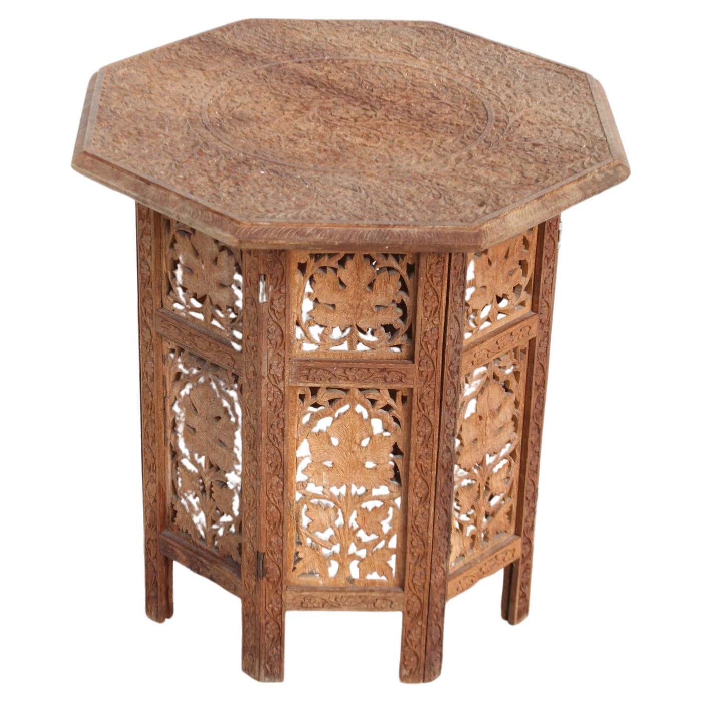 Moroccan Octagon Shaped Pierced Wood Table at 1stDibs
