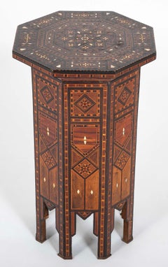 Moroccan Octagonal Side Table With Ebony, Rosewood and Mother of Pearl Inlay