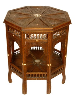 Moroccan Octagonal Table with Bone Inlay
