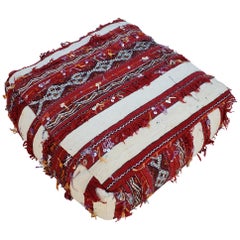 Moroccan Old Hanbal Kilim Pouf / Ottoman, K3